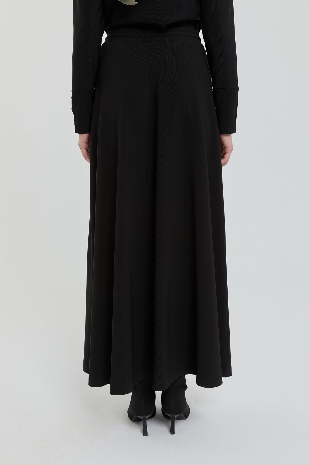 NİHAN Etek Nihan Kloş Örme Etek  Siyah_modest