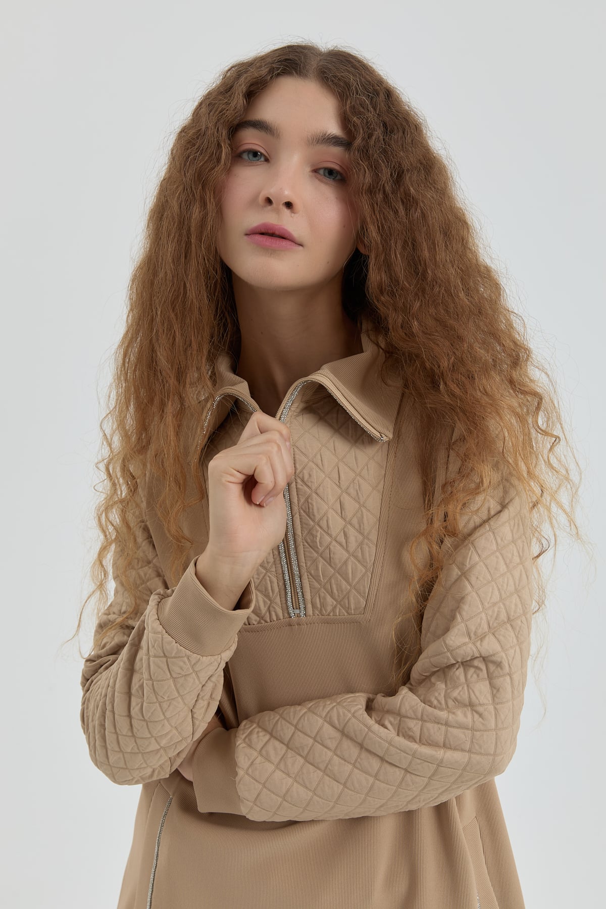 NİHAN Takım Nihan Leopar Jakarlı Örme Pantolon Tunik Takım  Camel_modest