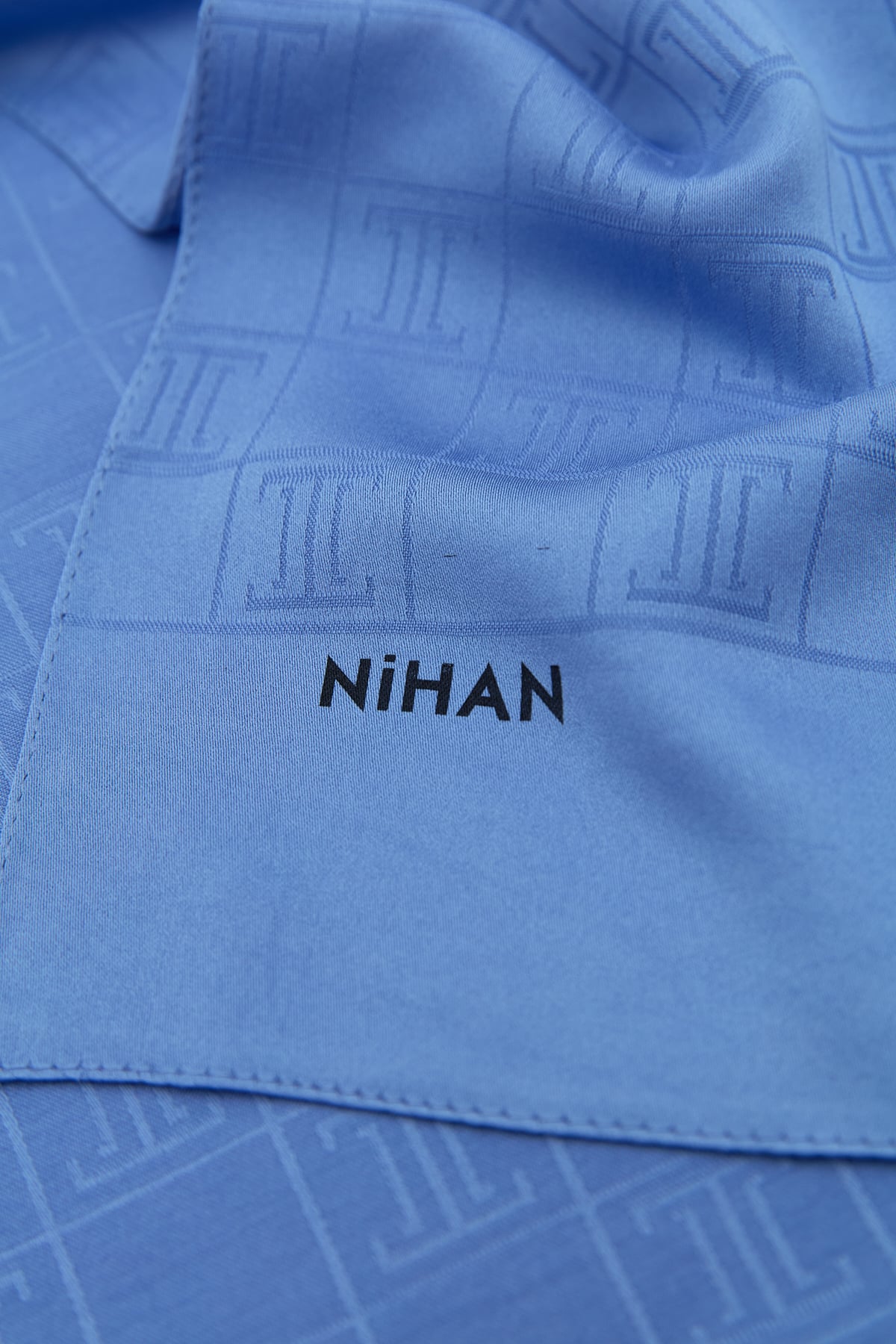 NİHAN Stil Şal Nihan Logo Desen Şal  İndigo_modest