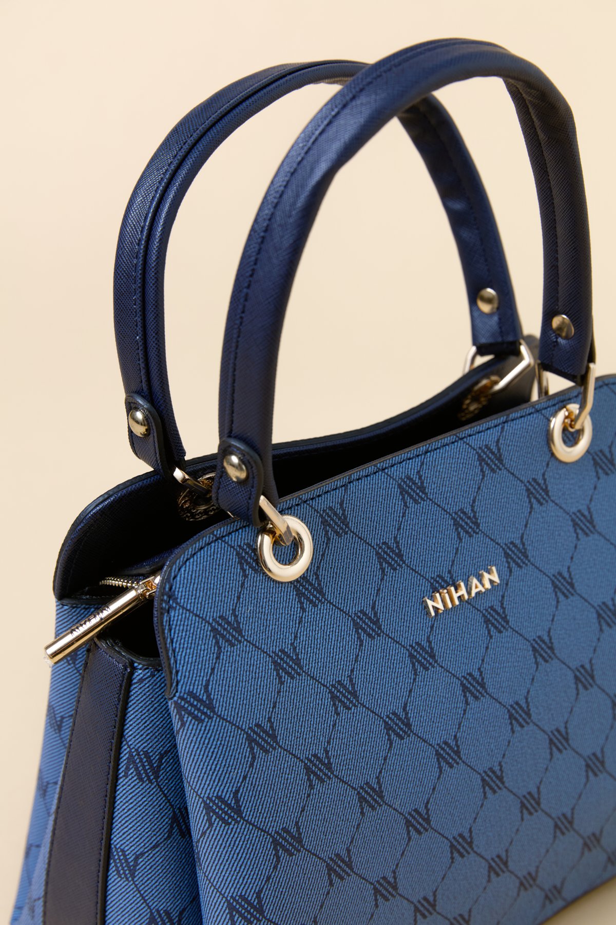 NİHAN Çanta Nihan Metal Aksesuarlı Satchel Çanta  Lacivert_modest