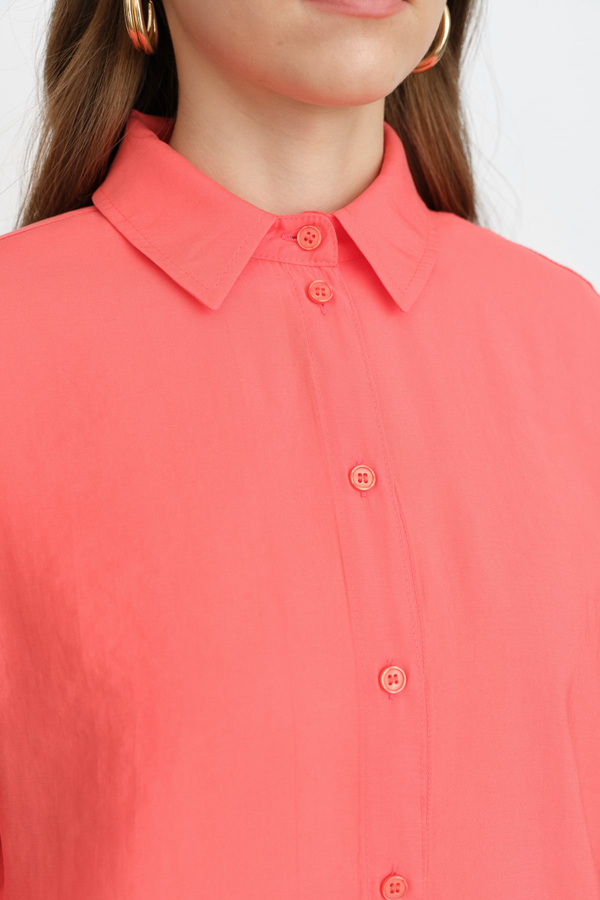 NİHAN Shirts Nihan Modal Basic Gömlek  Nar Çiçeği_modest