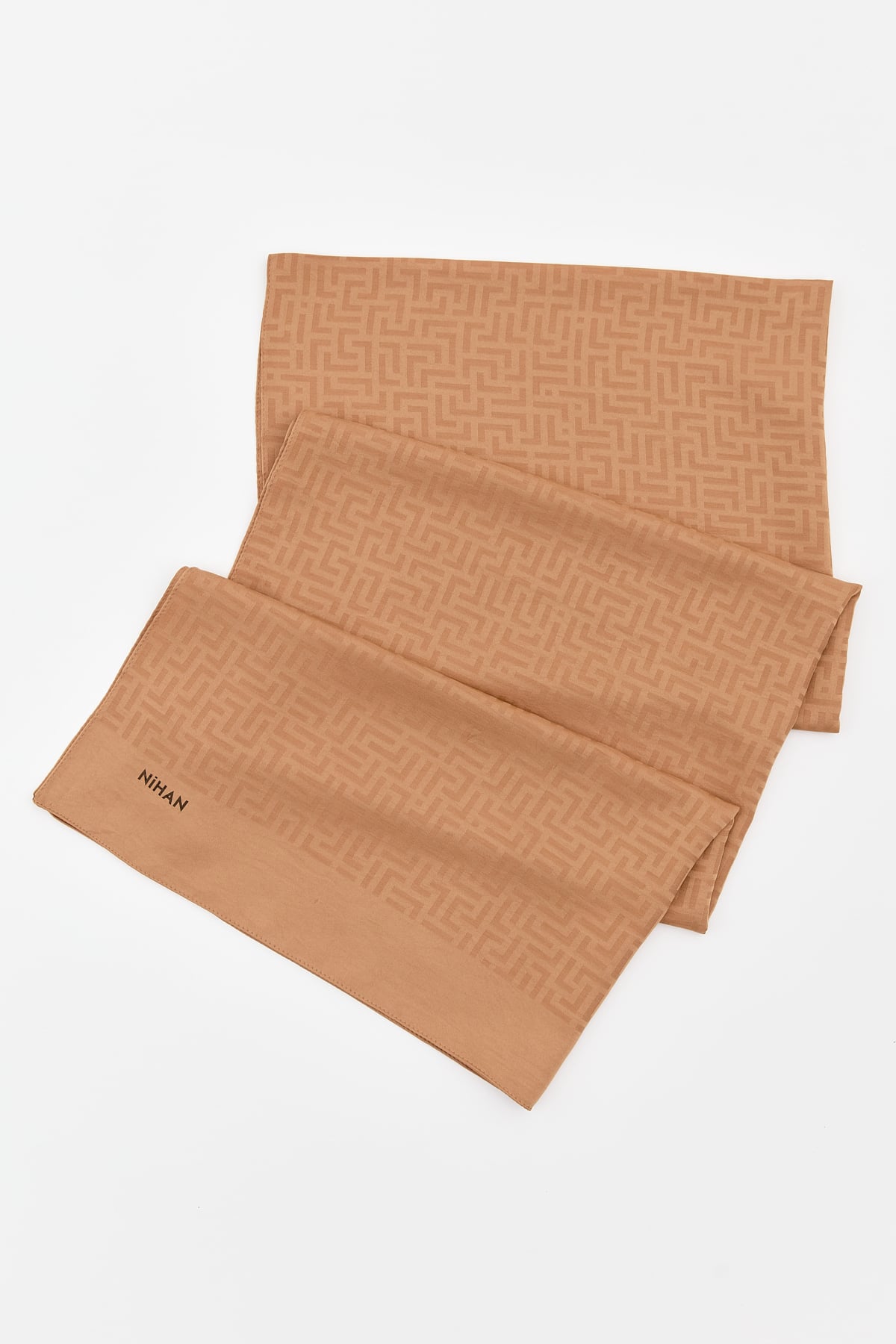NİHAN Stil Şal Nihan Monogram Desen Şal  Camel_modest
