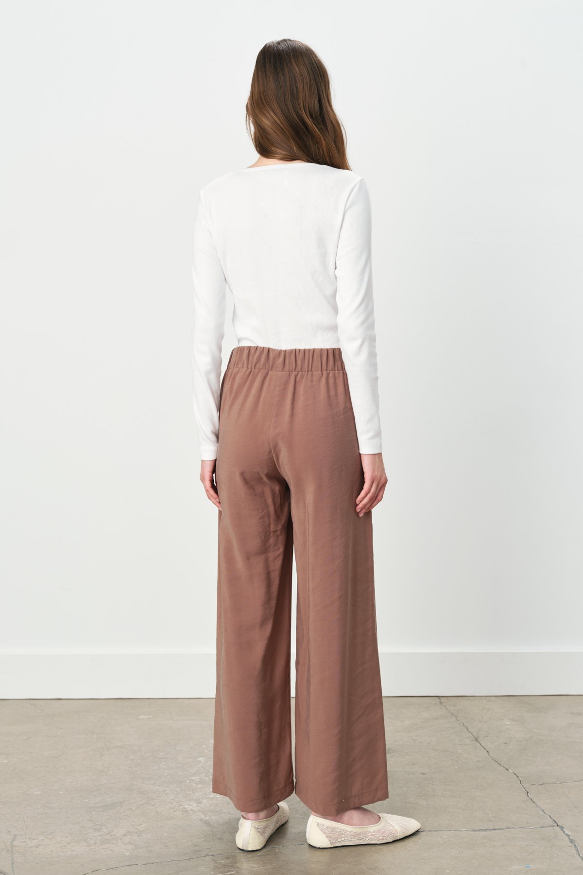 NİHAN Pantolon Nihan Nervür Detaylı Bol Paça Tencel Pantolon  Açık Kahve_modest