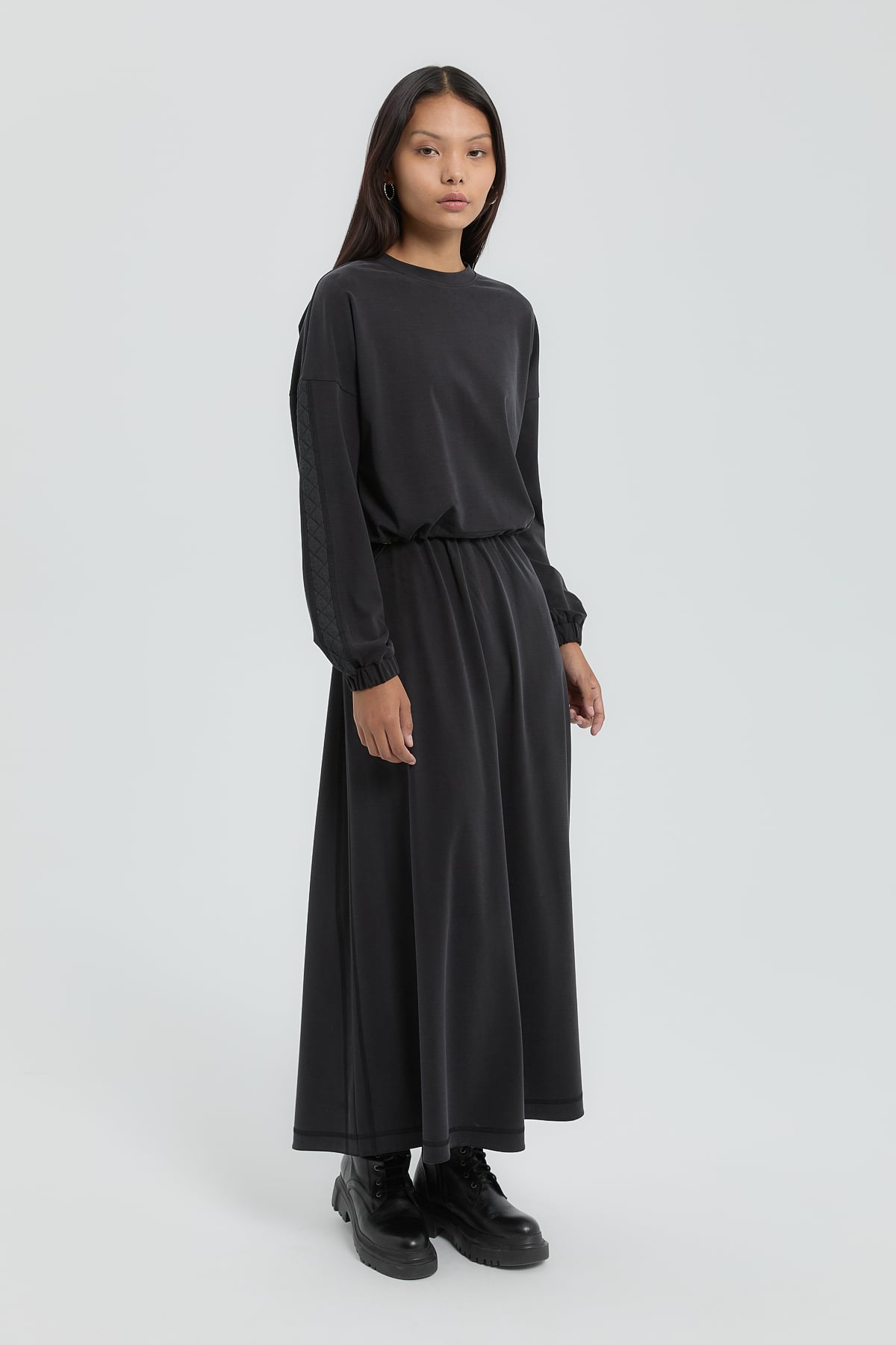 NİHAN Takım Nihan Örme Etek Bluz Takım  Siyah_modest