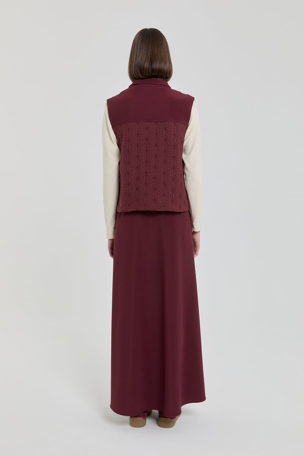 NİHAN Takım Nihan Örme Etek Yelek Takım  Bordo_modest