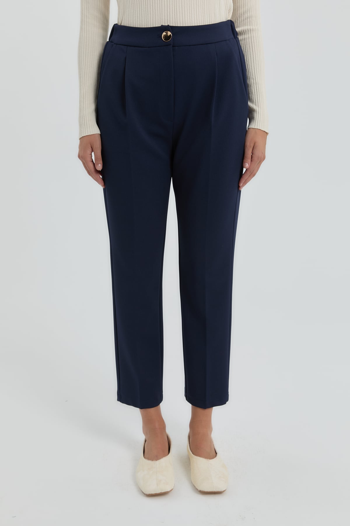 NİHAN Pants Nihan Örme Havuç Pantolon  Lacivert_modest