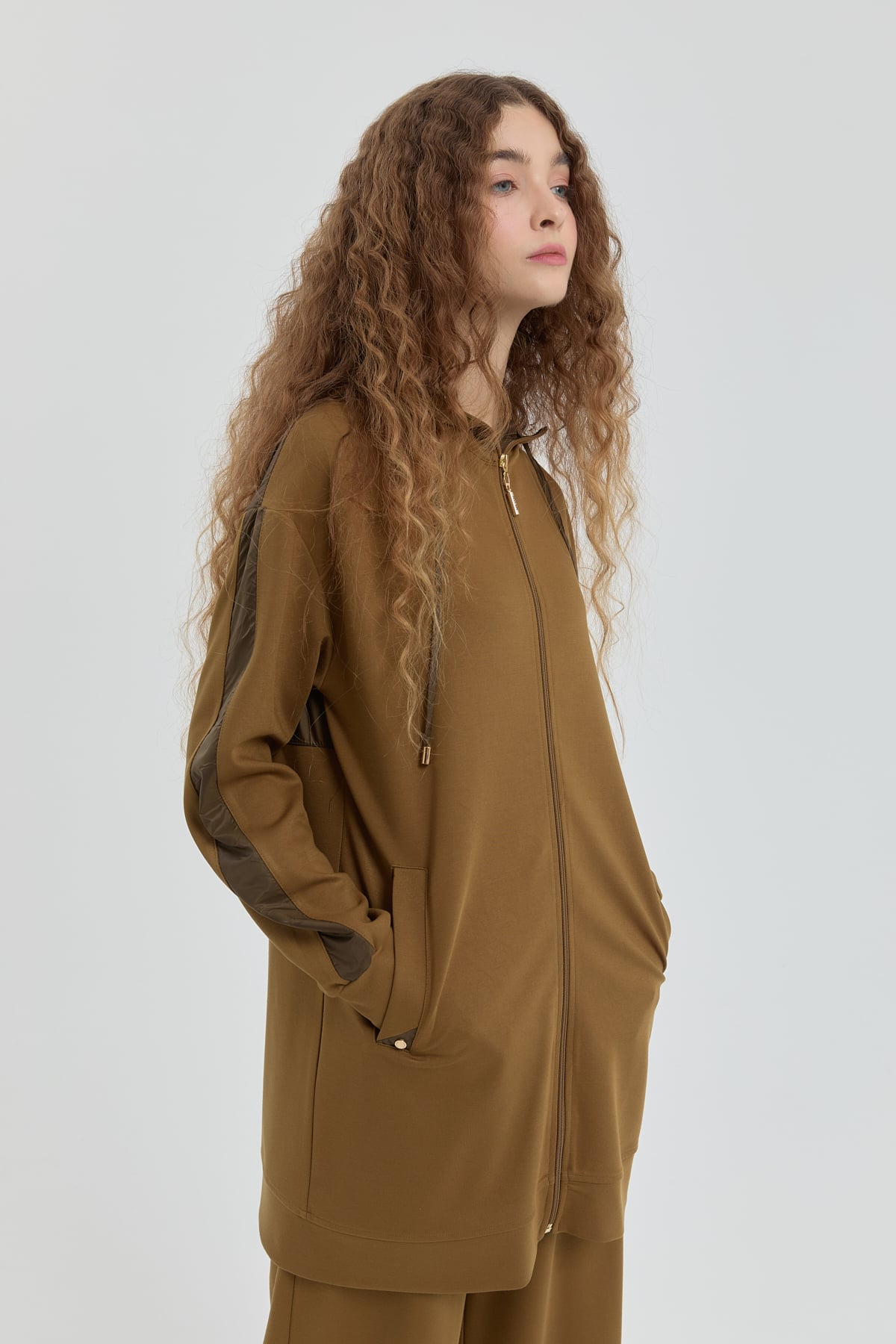 NİHAN Takım Nihan Örme Pantolon Tunik Takım  Olive_modest