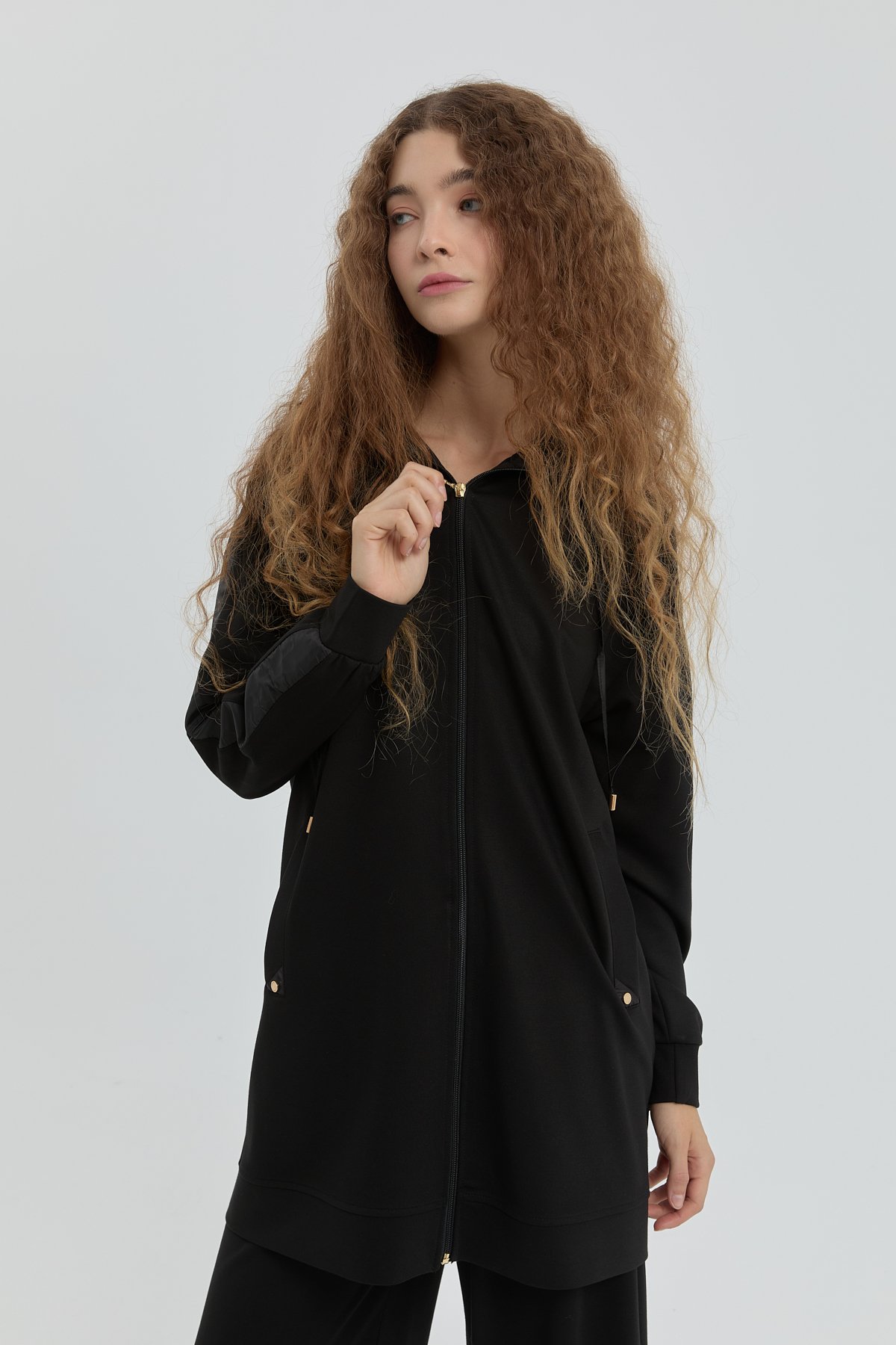 NİHAN Suits Nihan Örme Pantolon Tunik Takım  Siyah_modest