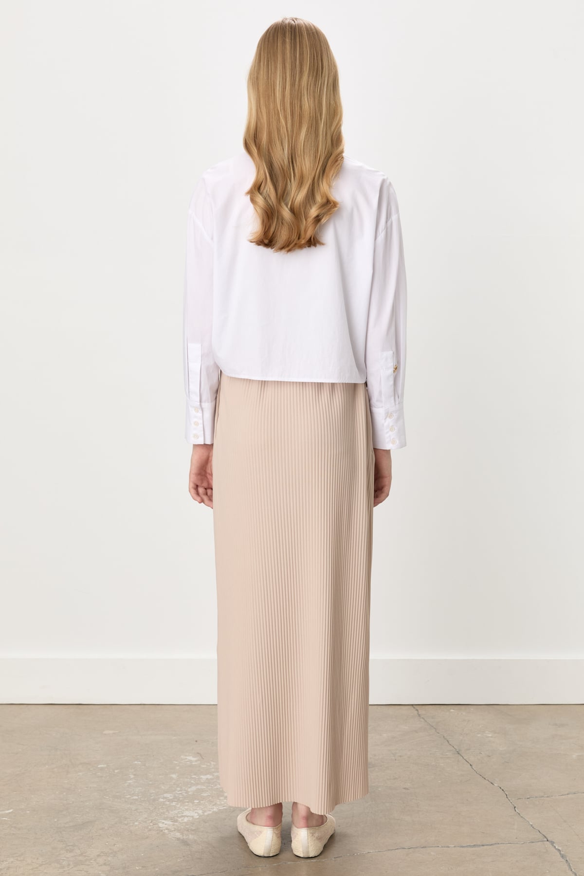 NİHAN Skirt Nihan Örme Piliseli Etek  Bej_modest