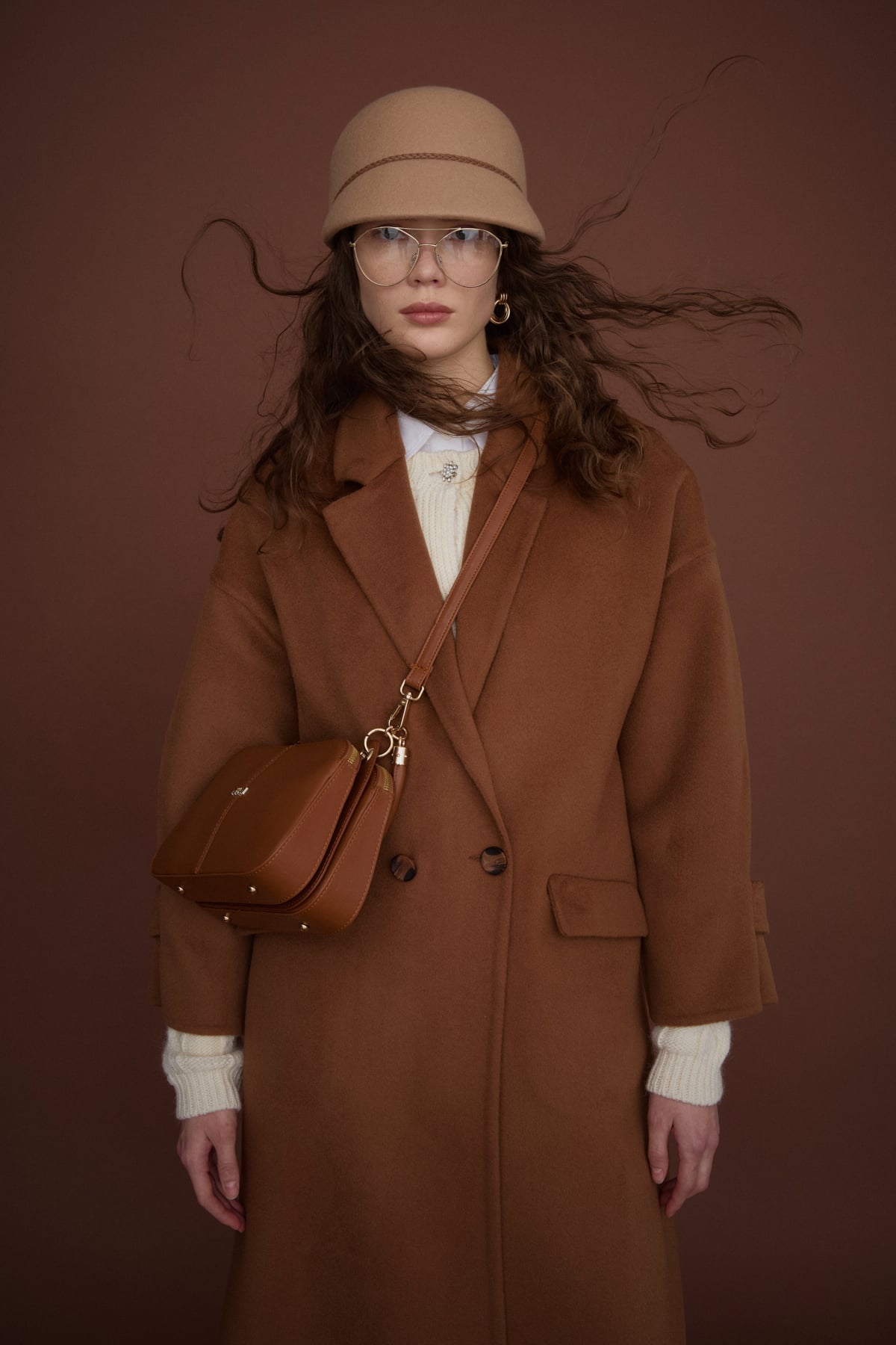 NİHAN Coat Nihan Oversize Kaşmir Kaban  Kahve_modest