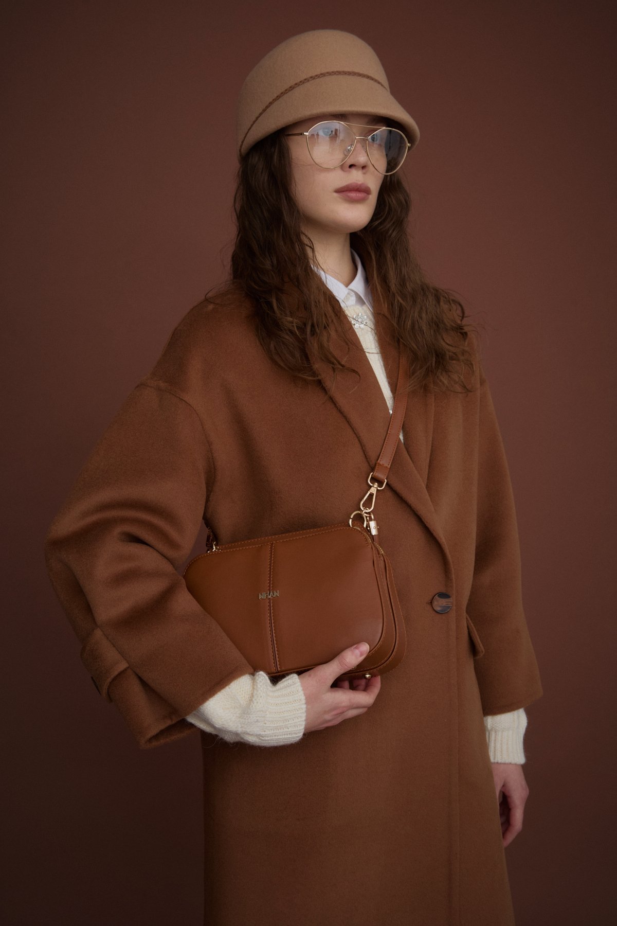 NİHAN Coat Nihan Oversize Kaşmir Kaban  Kahve_modest
