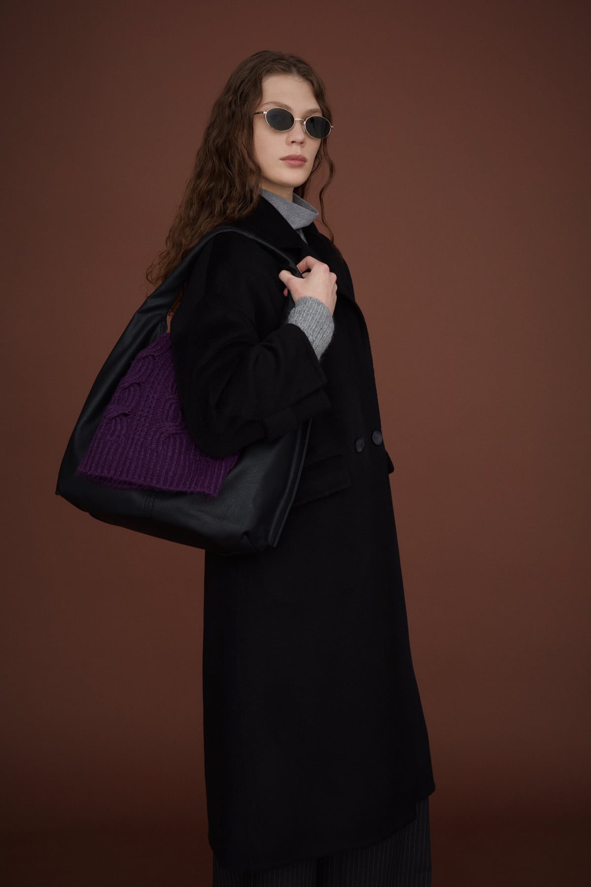 NİHAN Kaban Nihan Oversize %100 Yün Kaban  Siyah_modest