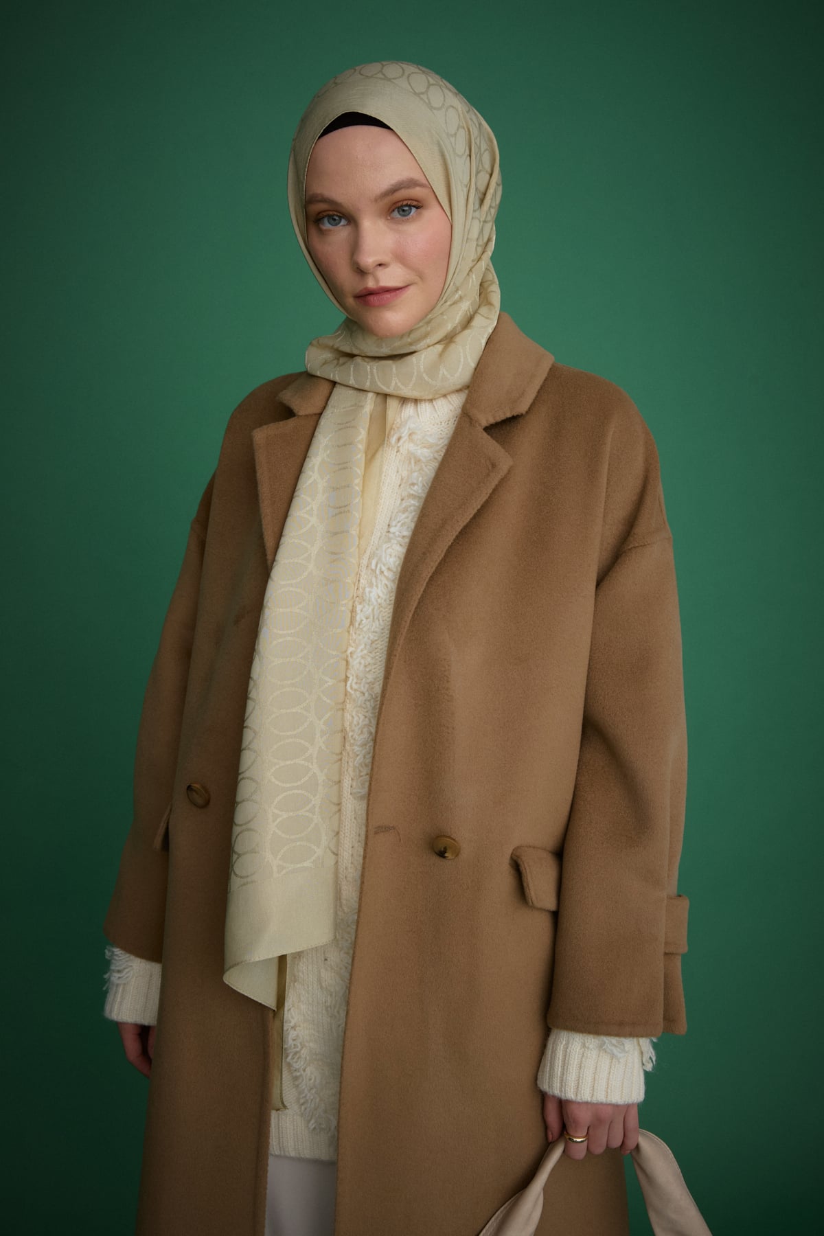 NİHAN Coat Nihan Oversize Kaşmir Kaban  Vizon_modest