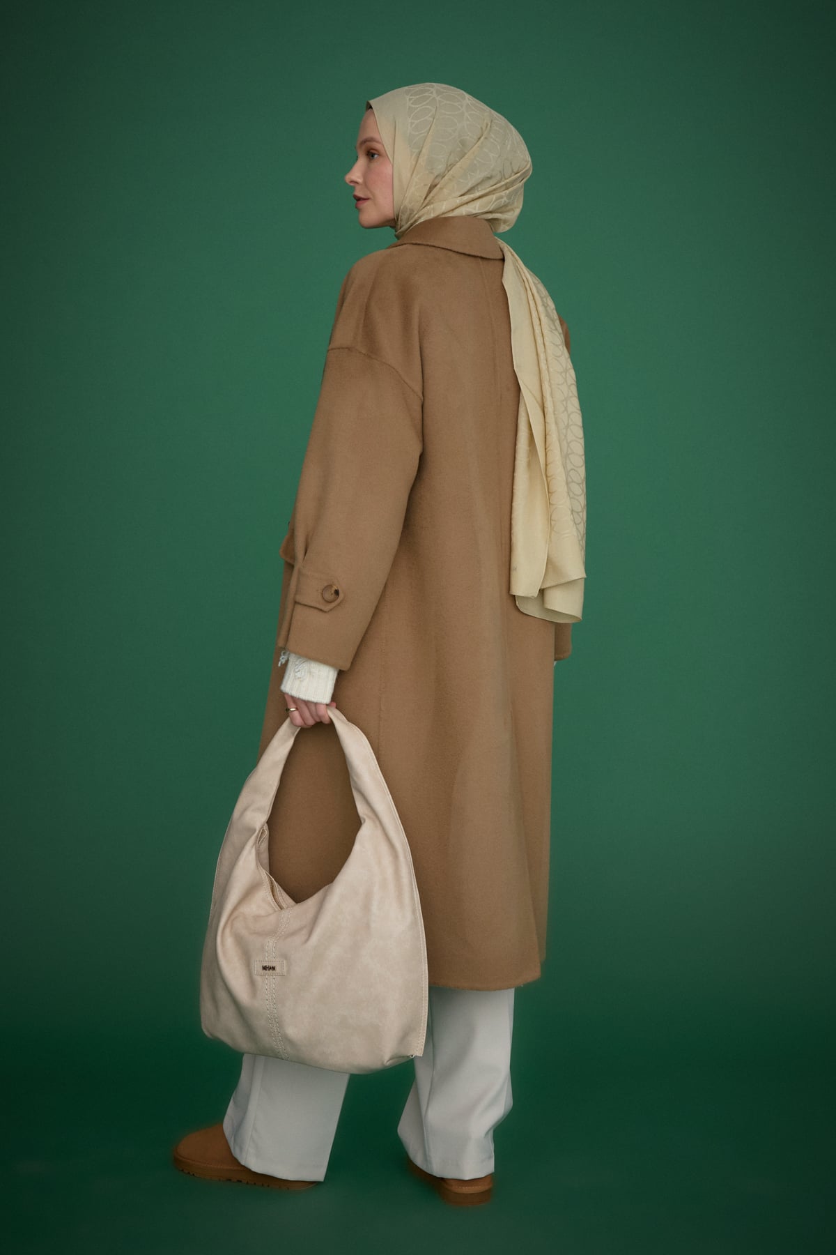 NİHAN Coat Nihan Oversize Kaşmir Kaban  Vizon_modest