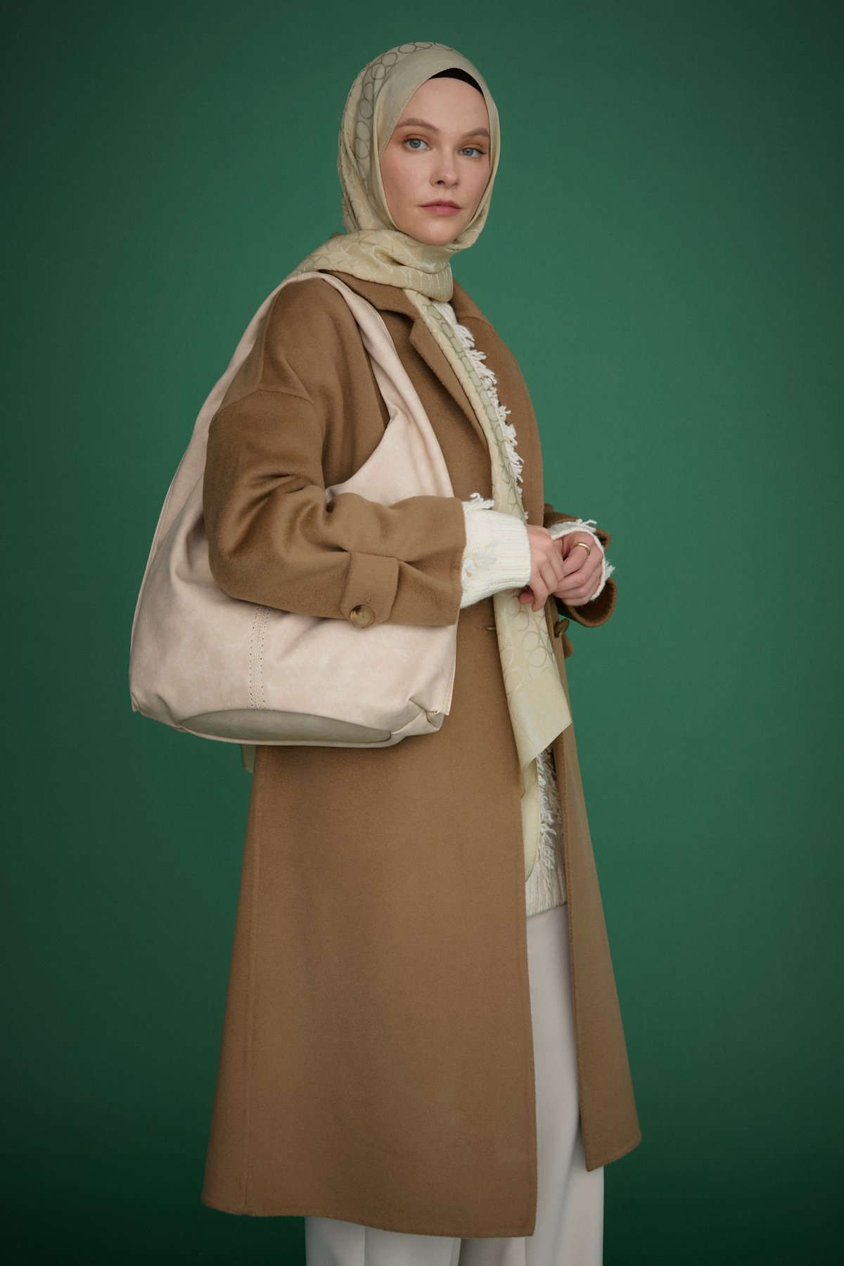 NİHAN Coat Nihan Oversize Kaşmir Kaban  Vizon_modest