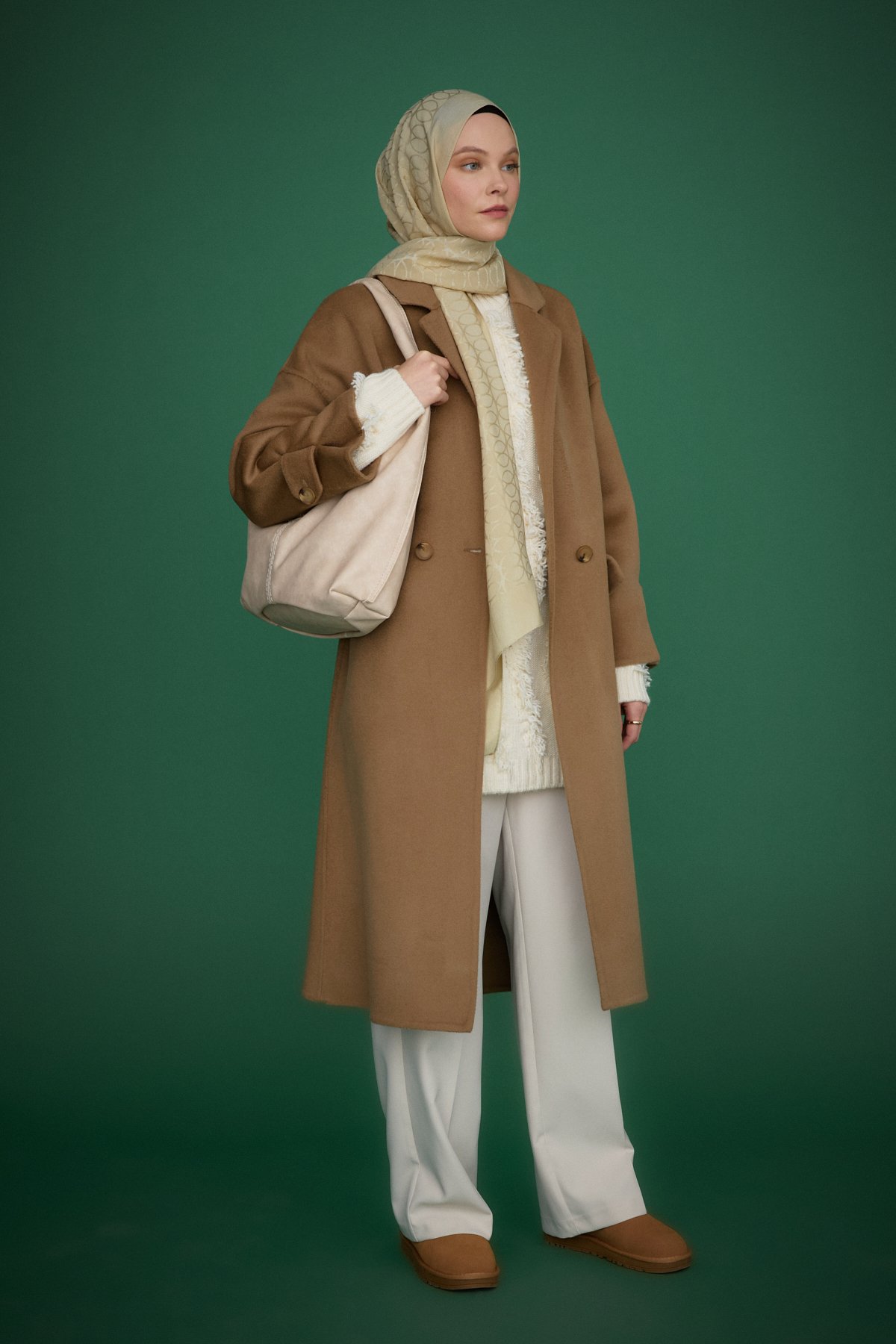 NİHAN Coat Nihan Oversize Kaşmir Kaban  Vizon_modest