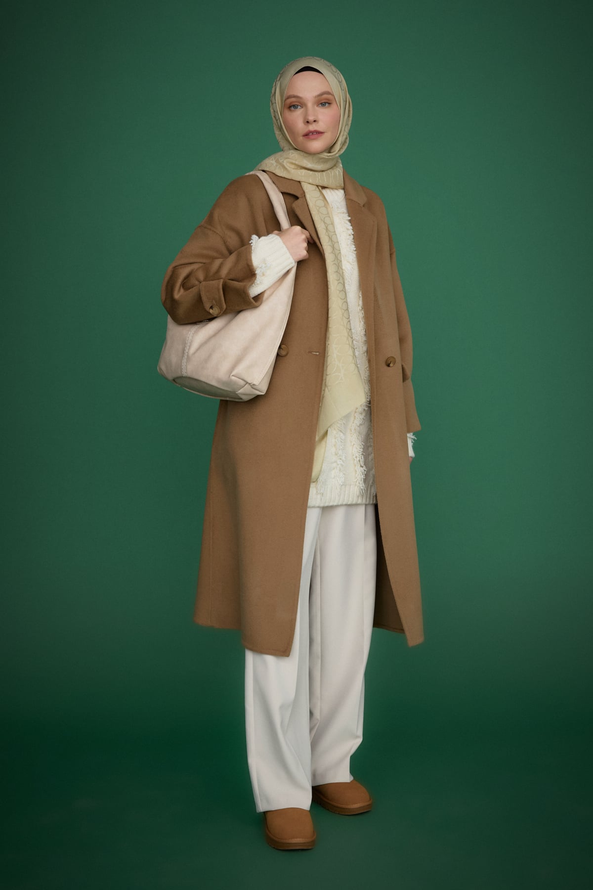 NİHAN Coat Nihan Oversize Kaşmir Kaban  Vizon_modest