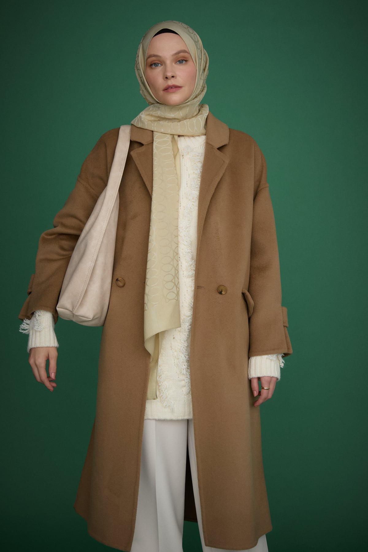 NİHAN Coat Nihan Oversize Kaşmir Kaban  Vizon_modest