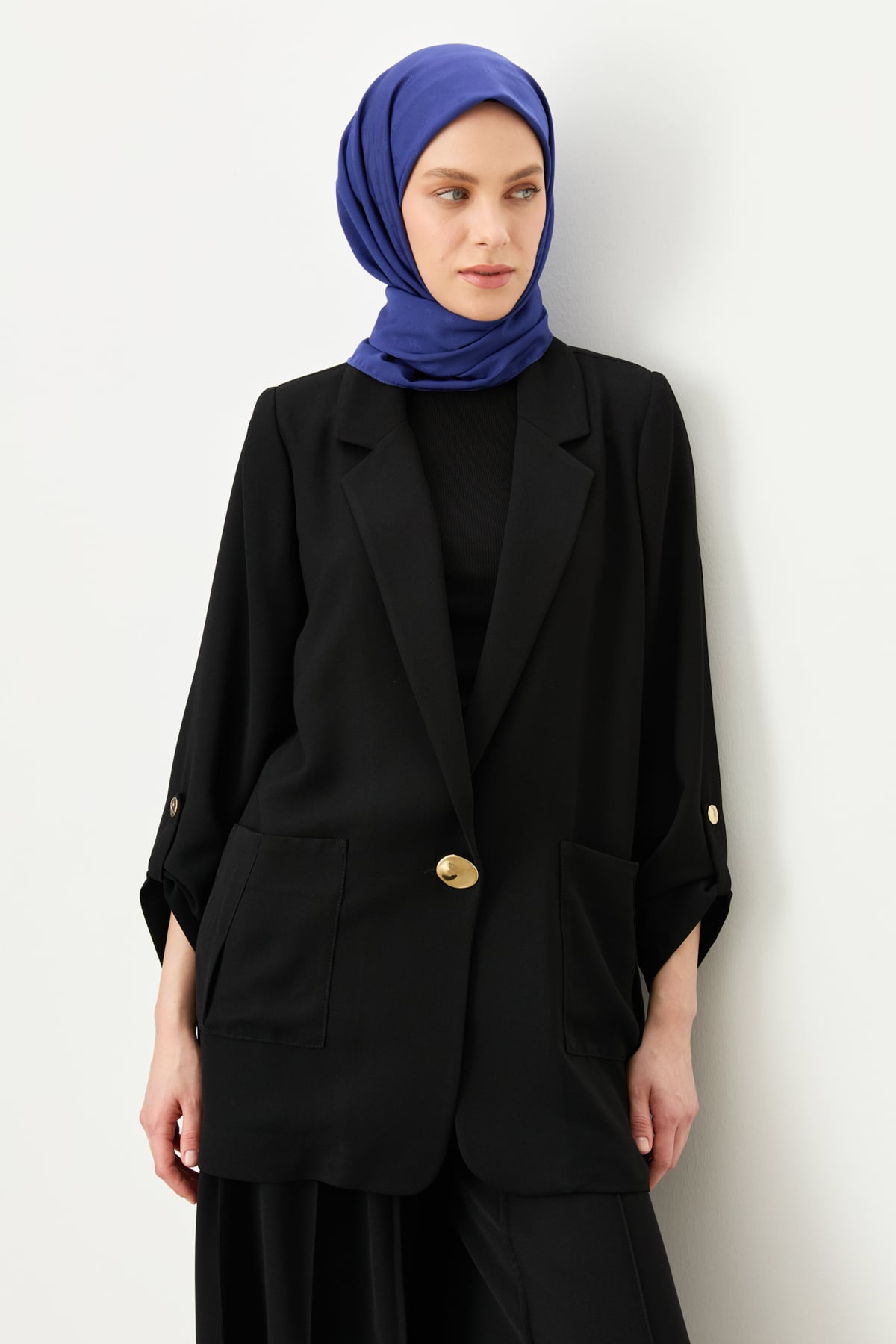 NİHAN Ceket Nihan Oversize Blazer Ceket  Siyah_modest