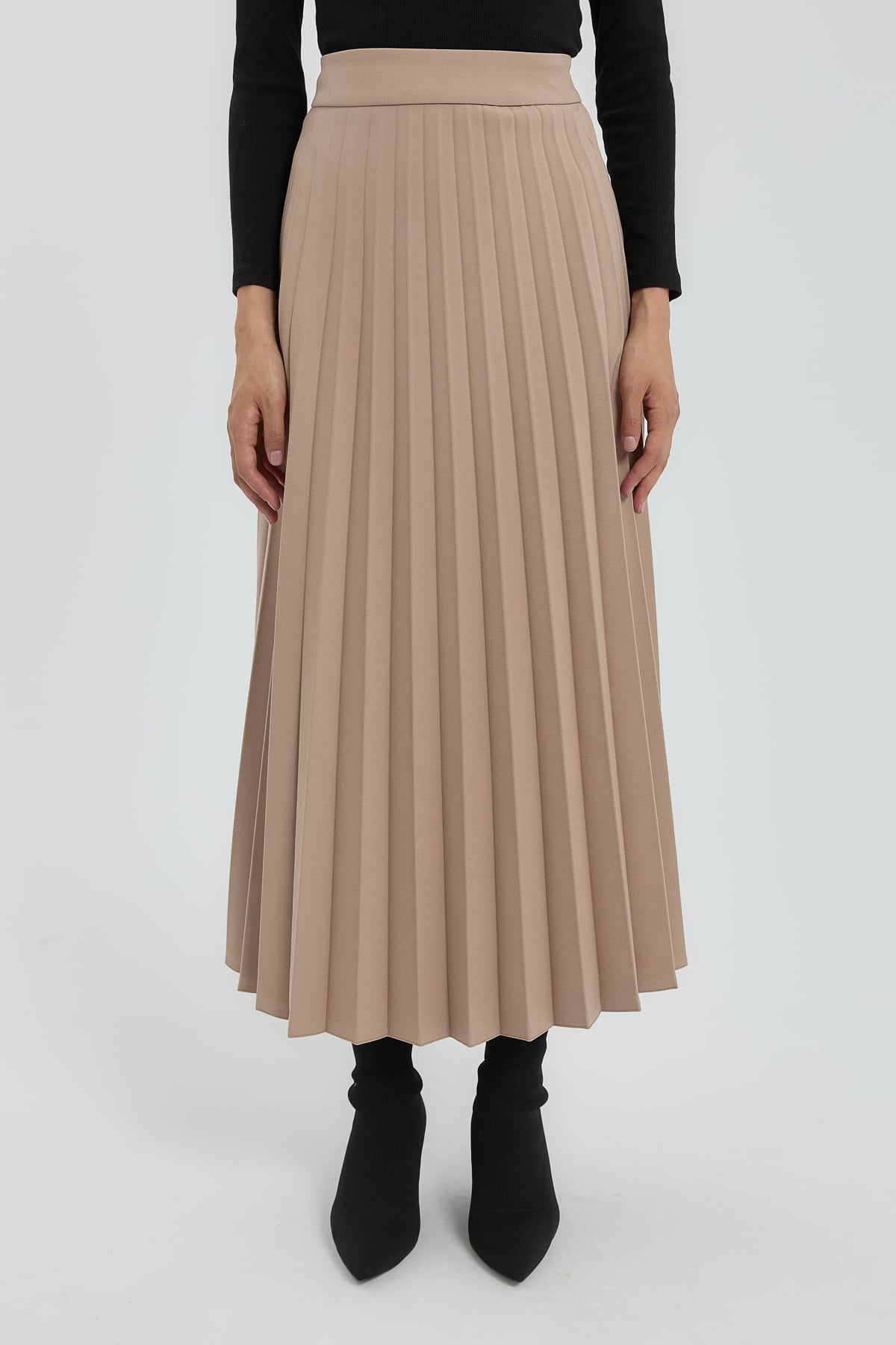 NİHAN Etek Nihan Pilise Etek  Bej_modest