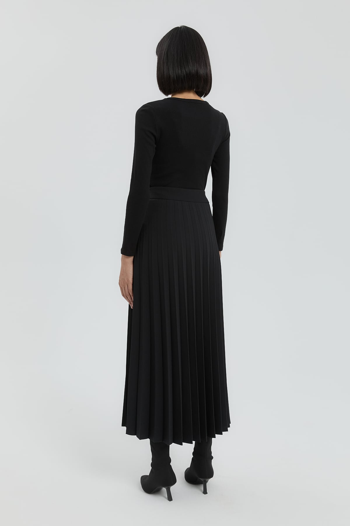 NİHAN Etek Nihan Pilise Etek  Siyah_modest
