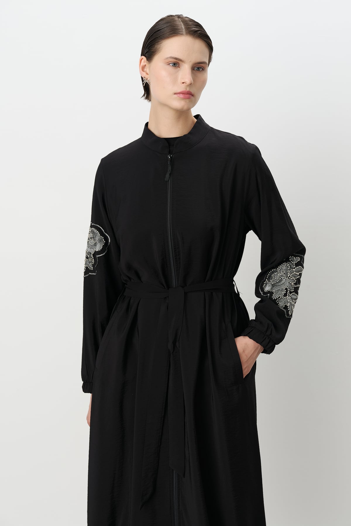 NİHAN Trench Coat Nihan Rahat Kalıp Kap  Siyah_modest