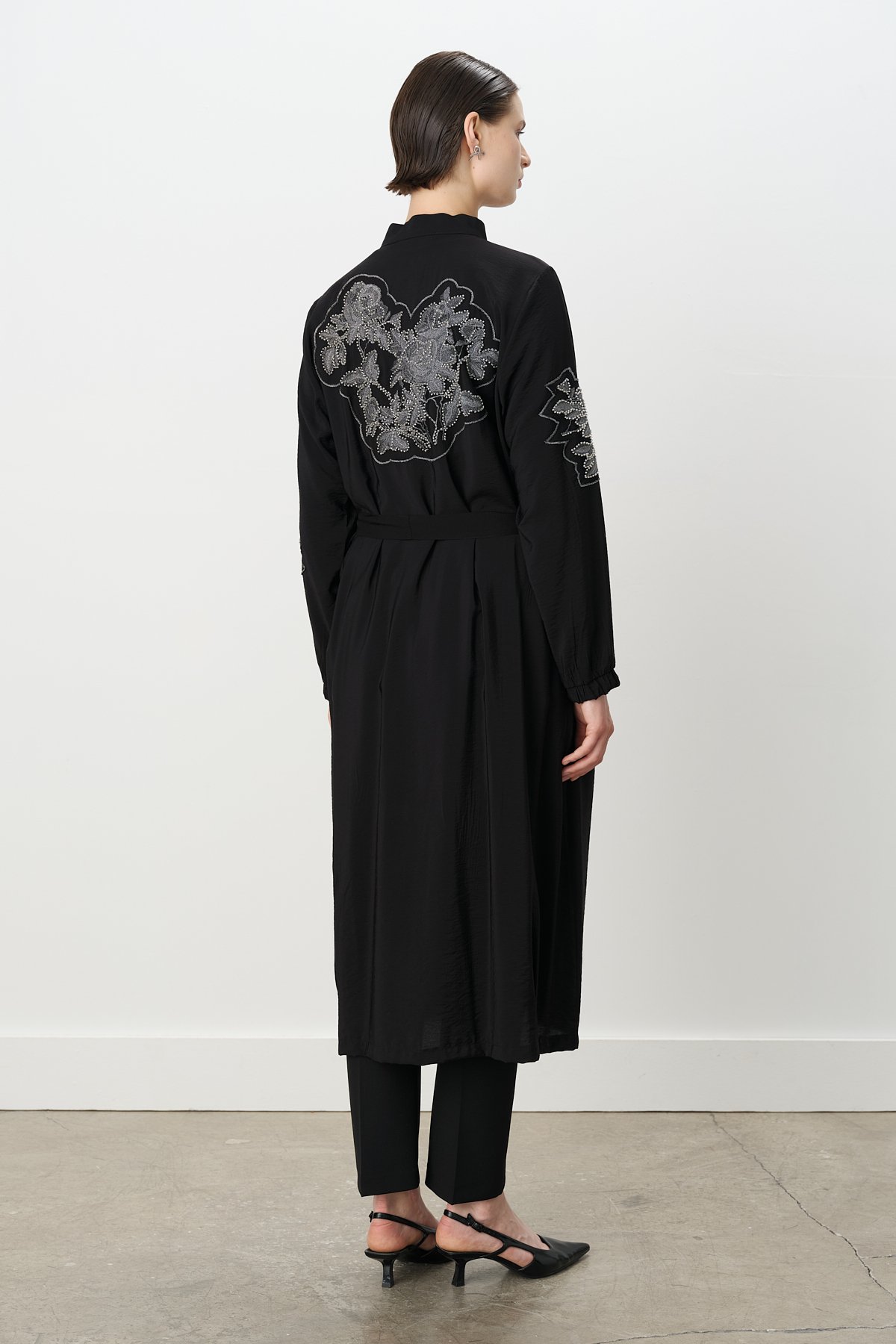 NİHAN Trench Coat Nihan Rahat Kalıp Kap  Siyah_modest
