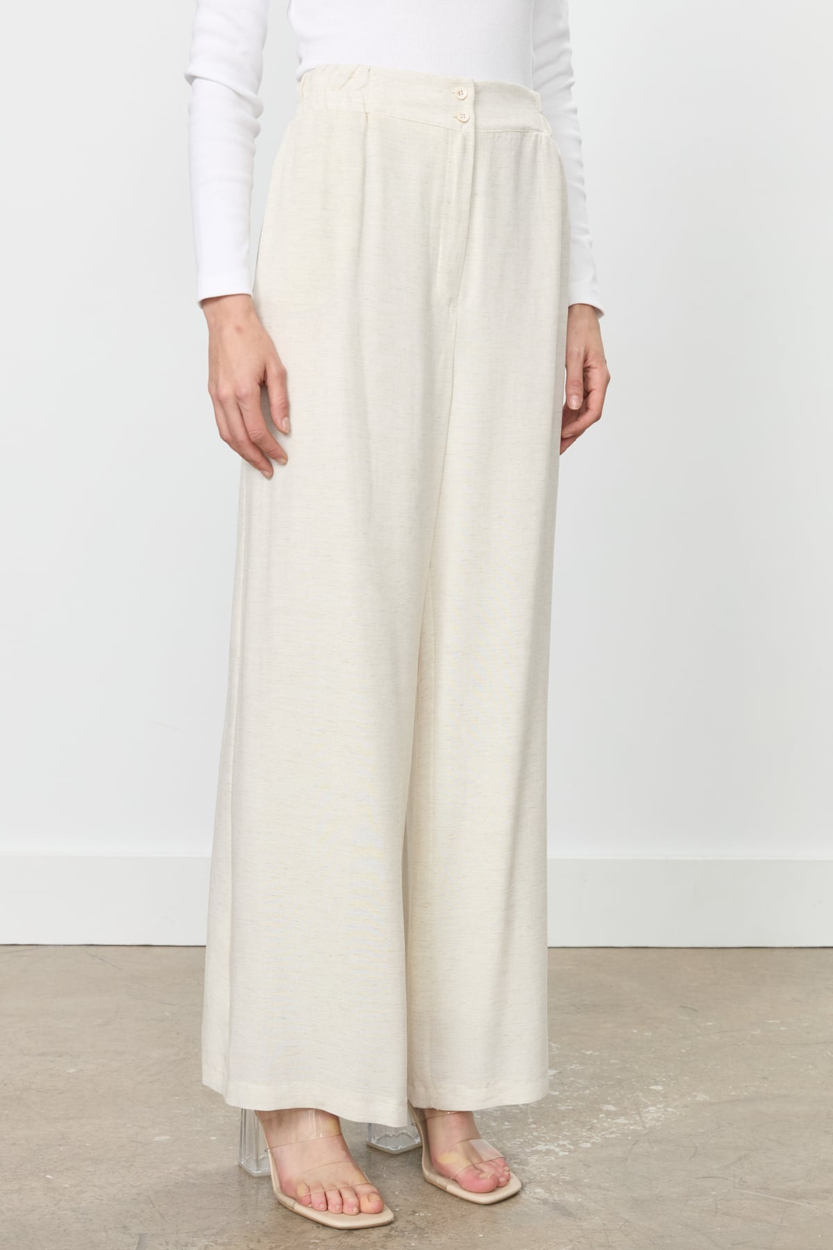 NİHAN Pants Nihan Rahat Kalıp Keten Pantolon  Bej_modest