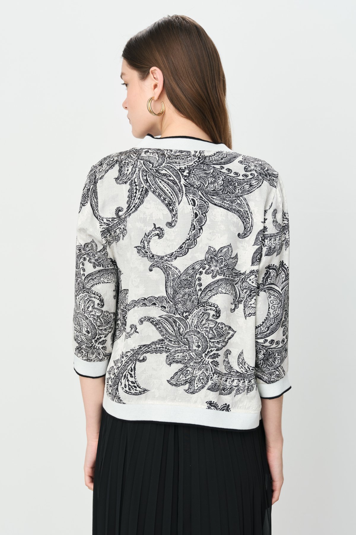 NİHAN Cardigan Nihan Ribanalı Önü Açık Yarım Kol Hırka  Siyah_modest