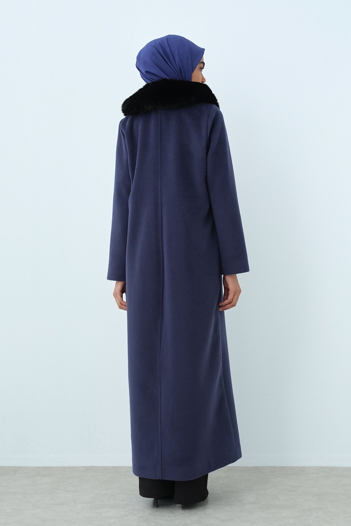 NİHAN Overcoat Nihan Tam Boy Fermuarlı Basic Manto  İndigo_modest