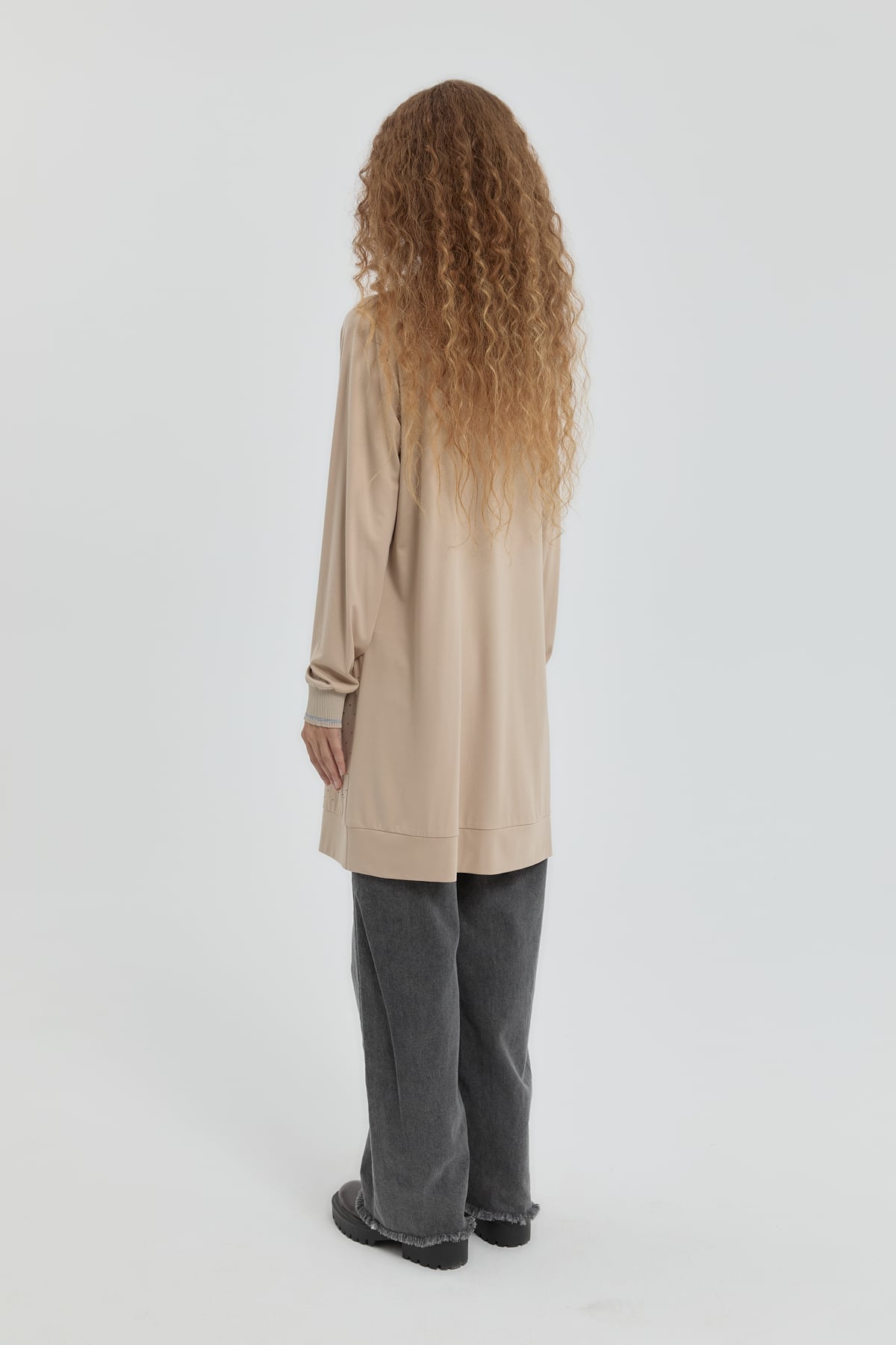 NİHAN Tunic Nihan Taş Detaylı Örme Tunik  Bej_modest