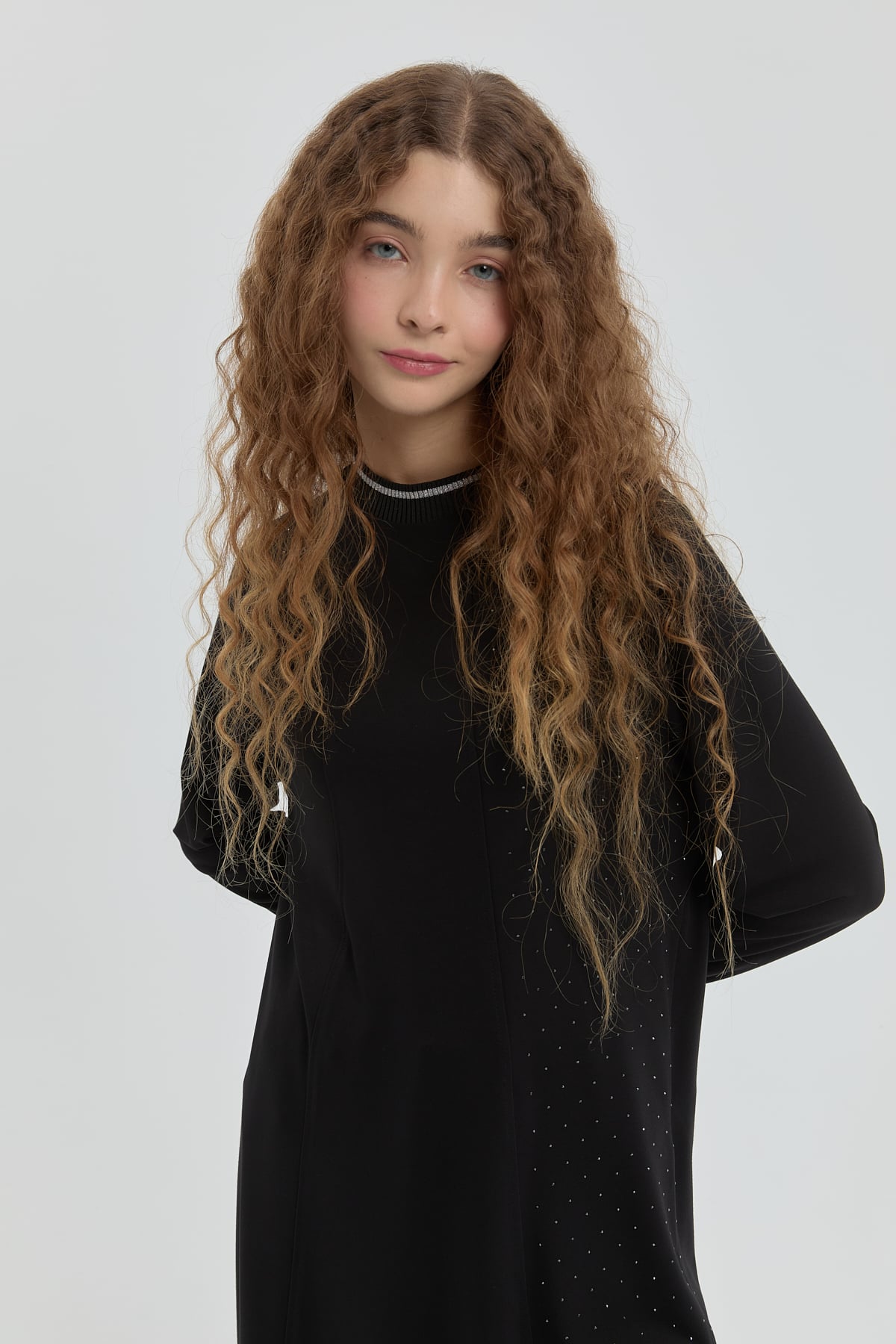 NİHAN Tunic Nihan Taş Detaylı Örme Tunik  Siyah_modest