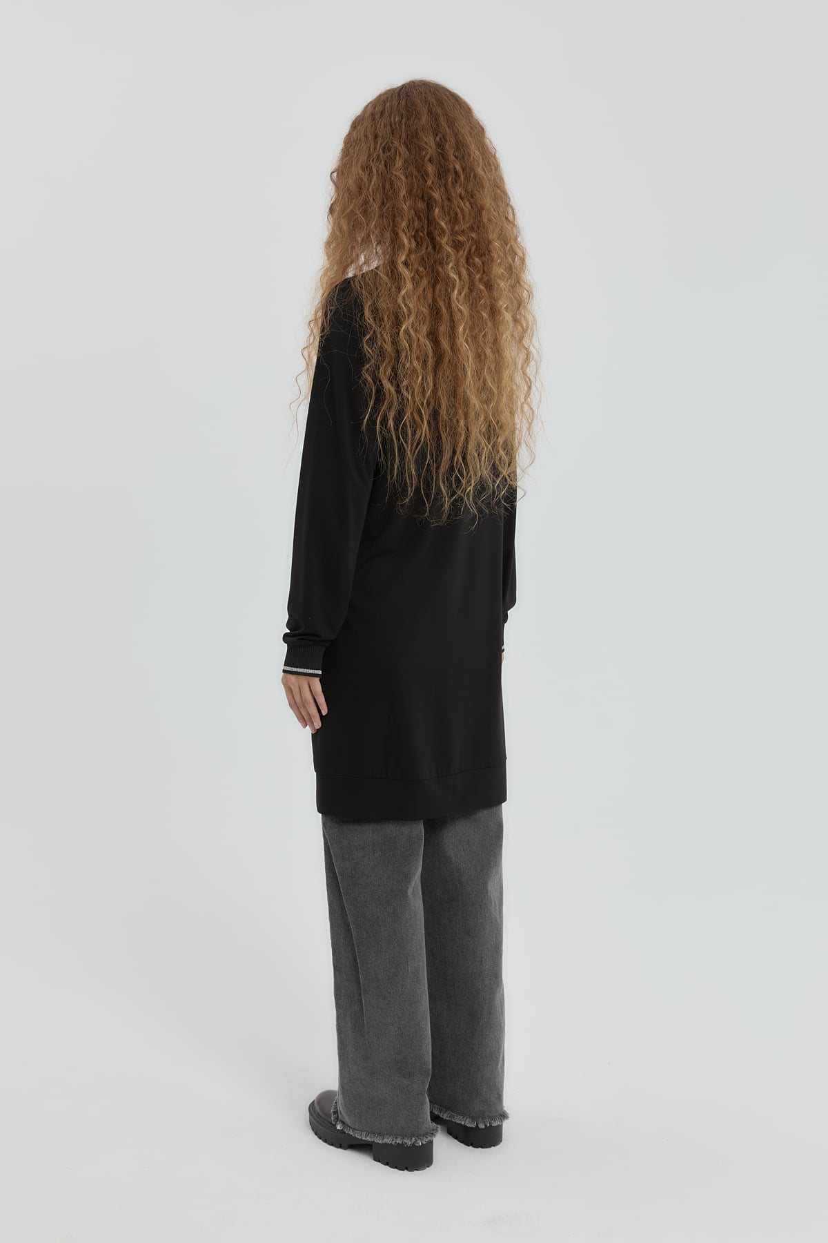 NİHAN Tunic Nihan Taş Detaylı Örme Tunik  Siyah_modest