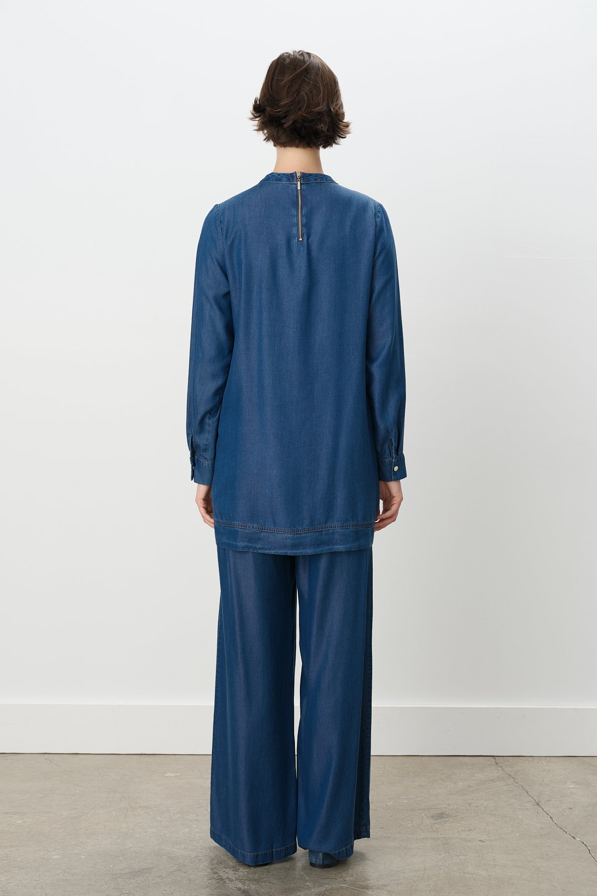 NİHAN Takım Nihan Tencel Pantolon Tunik Takım  İndigo_modest