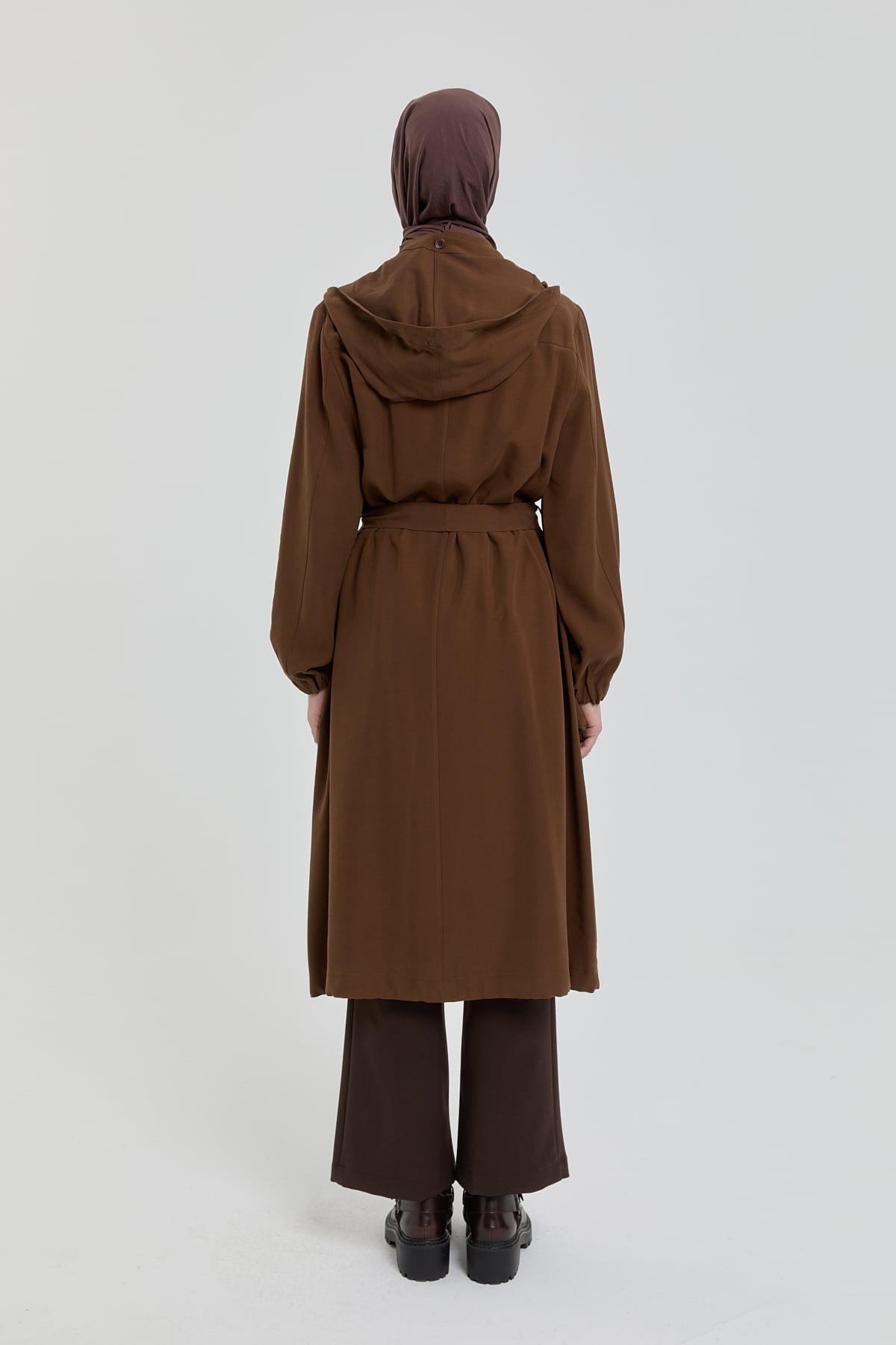 NİHAN Trench Coat Nihan Torba Cepli Modal Kap  Açık Kahve_modest