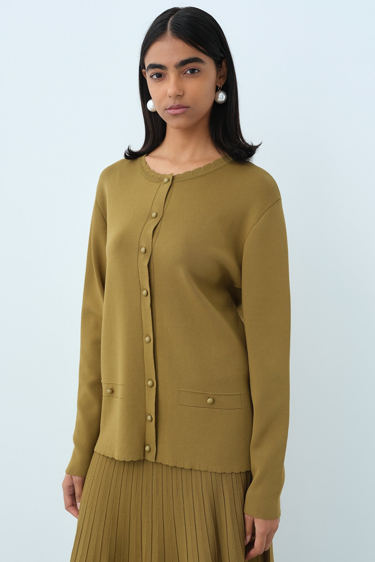 NİHAN Takım Nihan Triko Etek Bluz Takım  Olive_modest