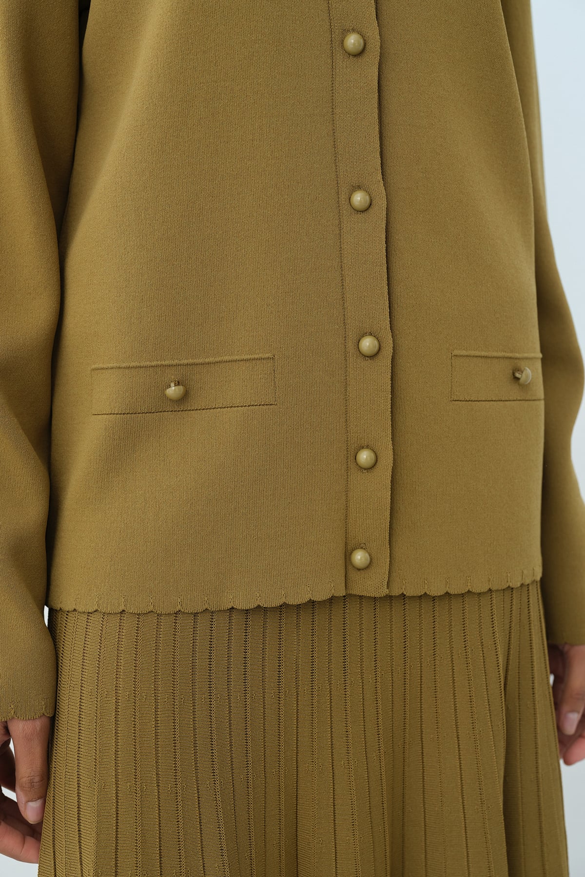 NİHAN Takım Nihan Triko Etek Bluz Takım  Olive_modest