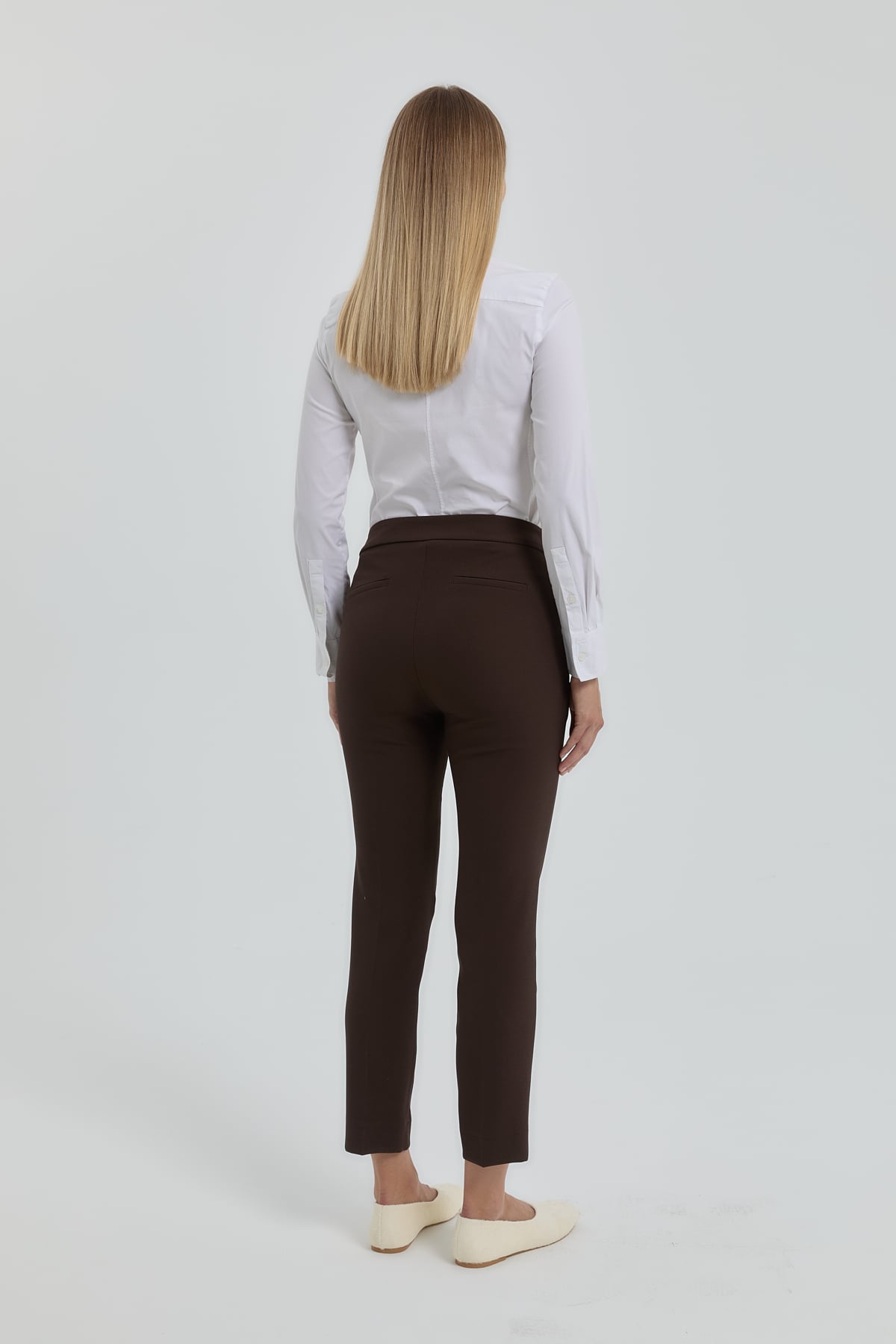 NİHAN Pantolon Nihan Ütü İzli Dar Paça Pantolon  Kahve_modest