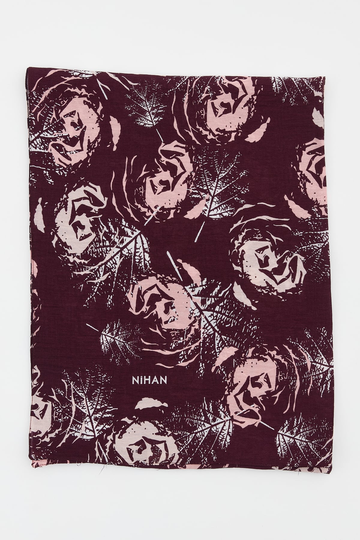 NİHAN Stil Şal Nihan Viskon Dijital Desenli Şal  Bordo_modest