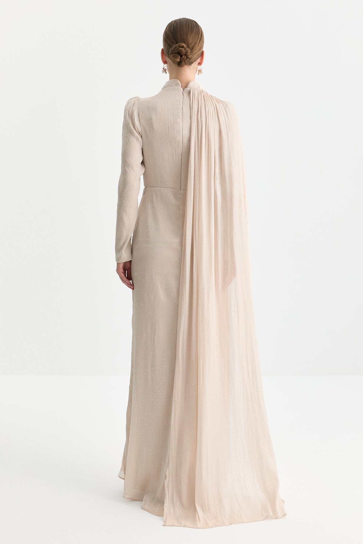 NİHAN Dress Nihan Yaka Detaylı Elbise  Bej_modest