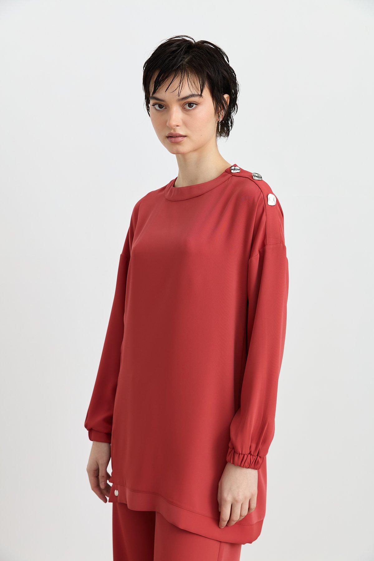 NİHAN Takım Nihan Yaka Detaylı Pantolon Tunik Takım  Kiremit_modest
