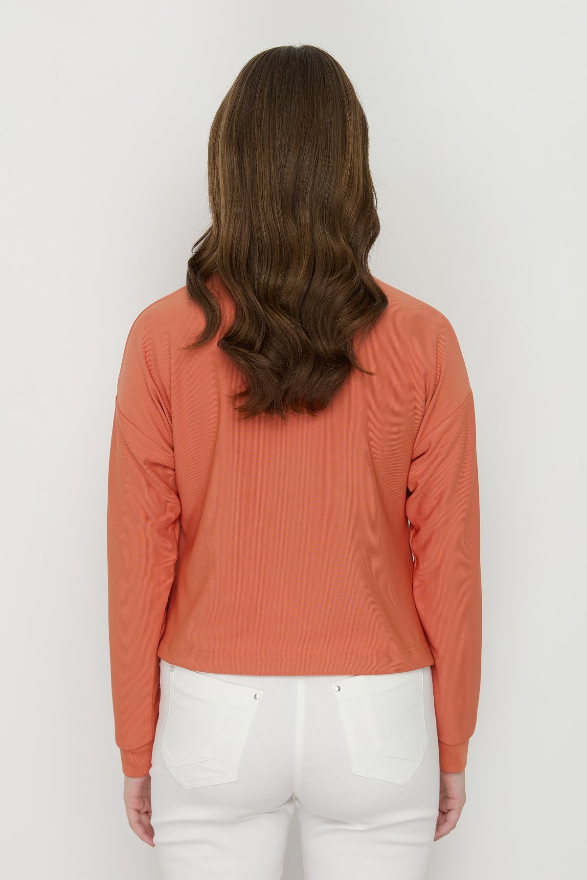 NİHAN Bluz Nihan Yanları Stoperli Basic Crop Bluz  Turuncu_modest