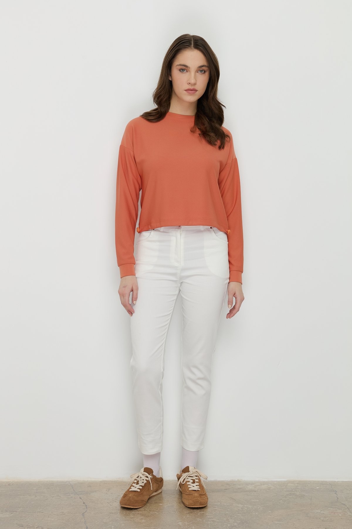 NİHAN Bluz Nihan Yanları Stoperli Basic Crop Bluz  Turuncu_modest