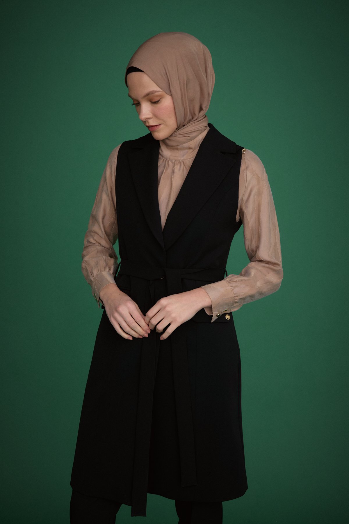 NİHAN Takım Nihan Yelekli Pantolon Takım  Siyah_modest