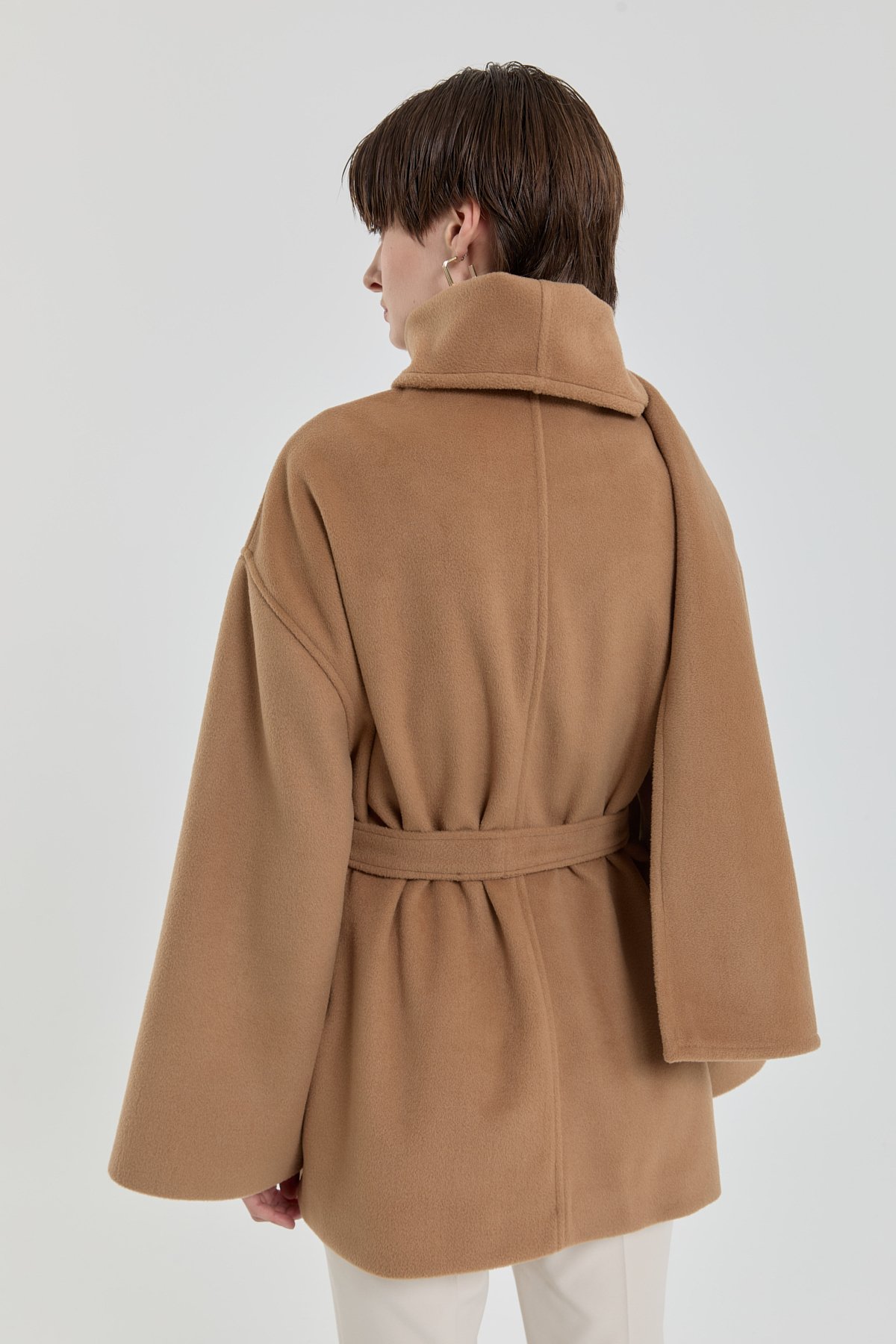 NİHAN Coat Şal Yakalı Düğmeli Kaban  Camel_modest