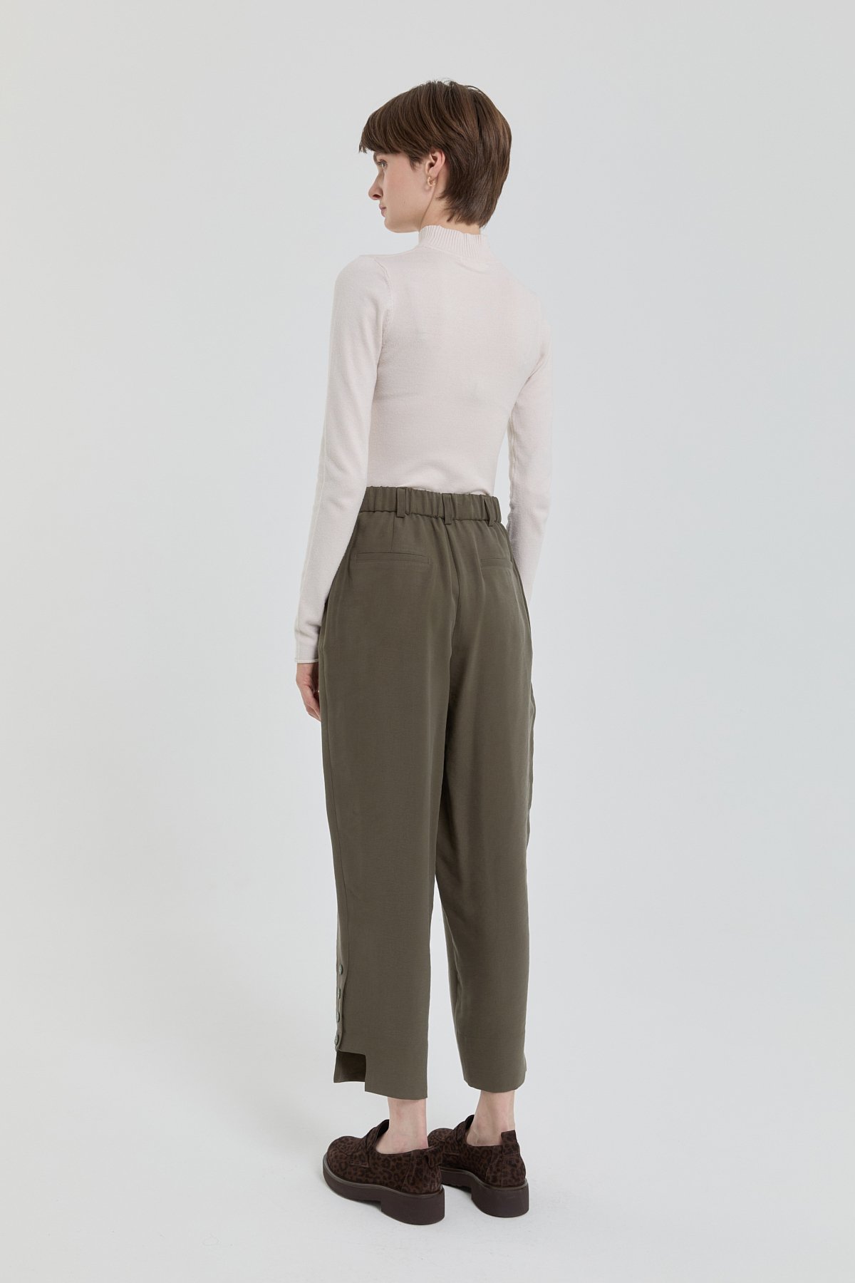 NİHAN Pantolon Tencel Karışım Havuç Pantolon  Haki_modest