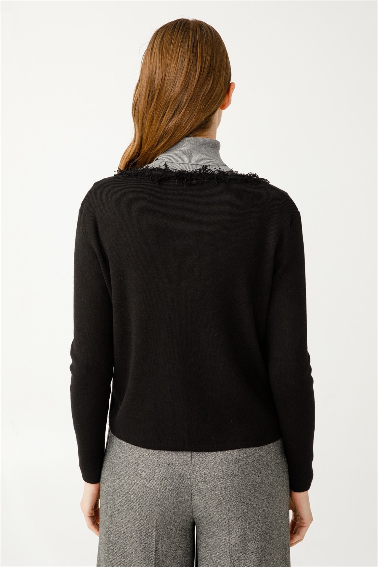 ON TRİKO Cardigan Hırka İnci Detaylı Mini  Siyah