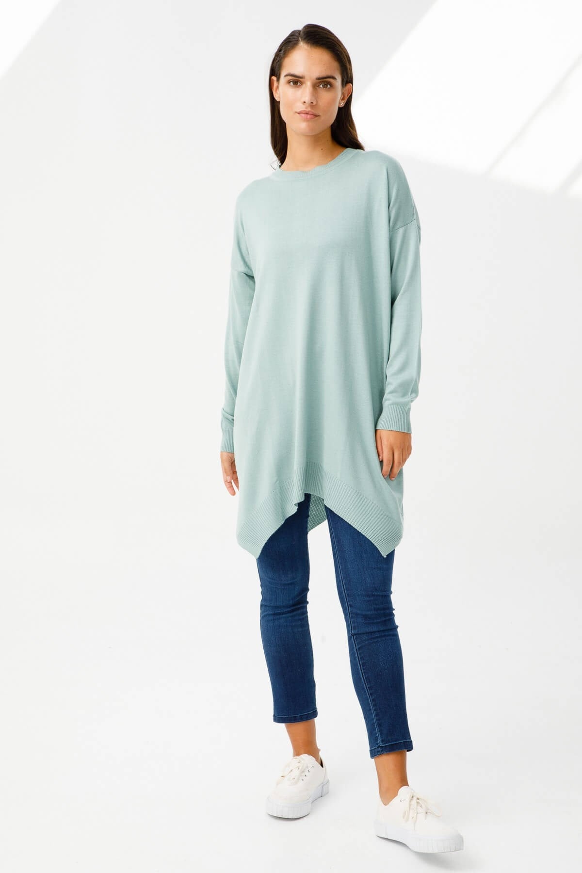 ON TRİKO Tunic Tunik Altı Asimetrik Sıfır Yaka  Mint