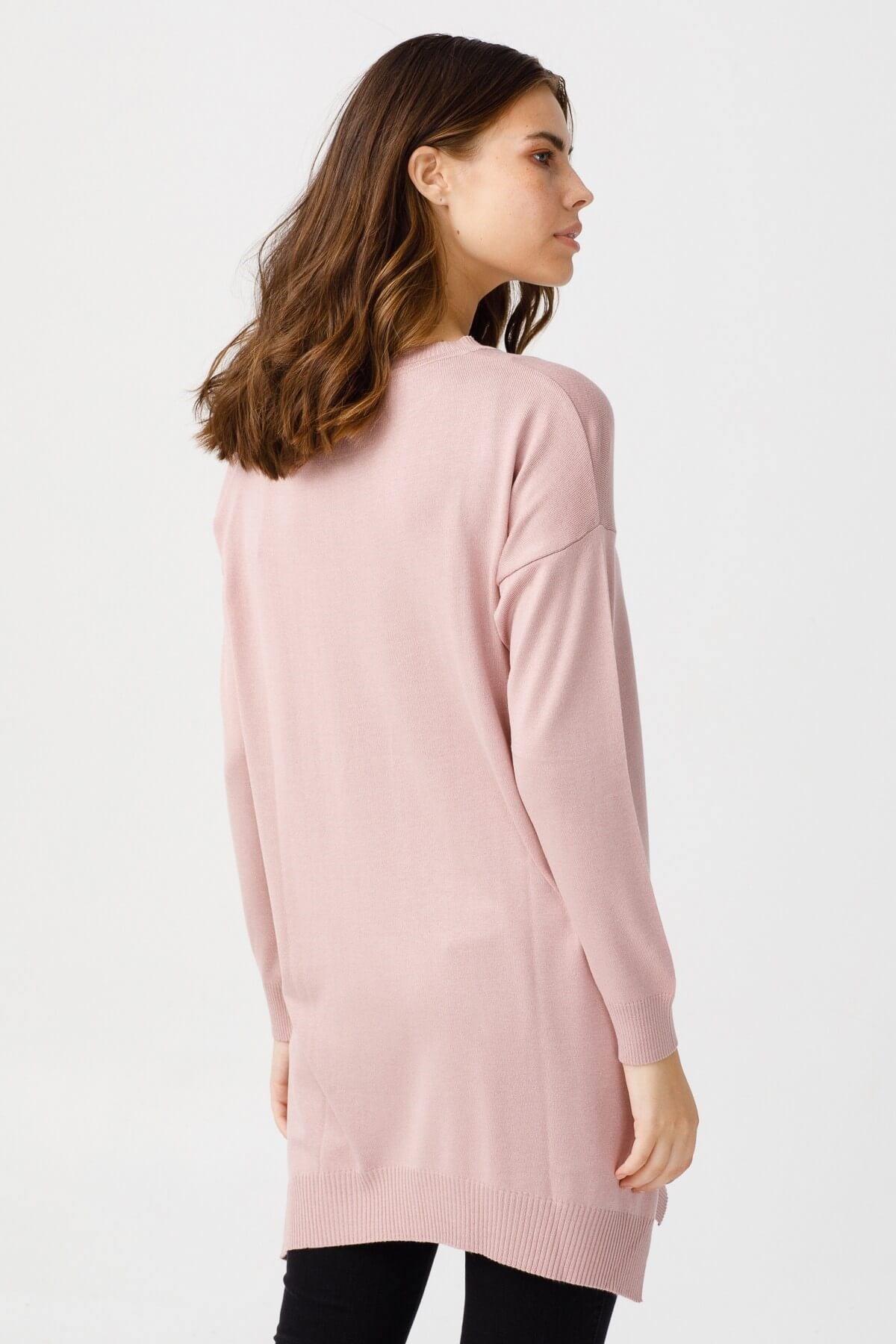 ON TRİKO Tunic Tunik Altı Asimetrik Sıfır Yaka  Pudra