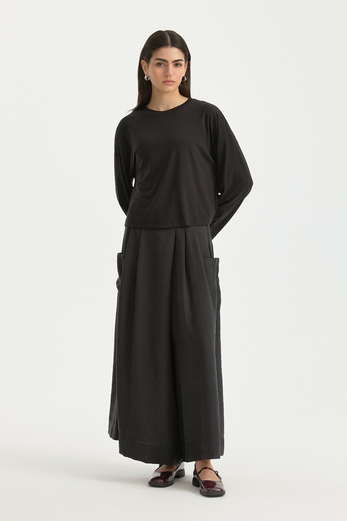 Örme Crop Bluz  Siyah